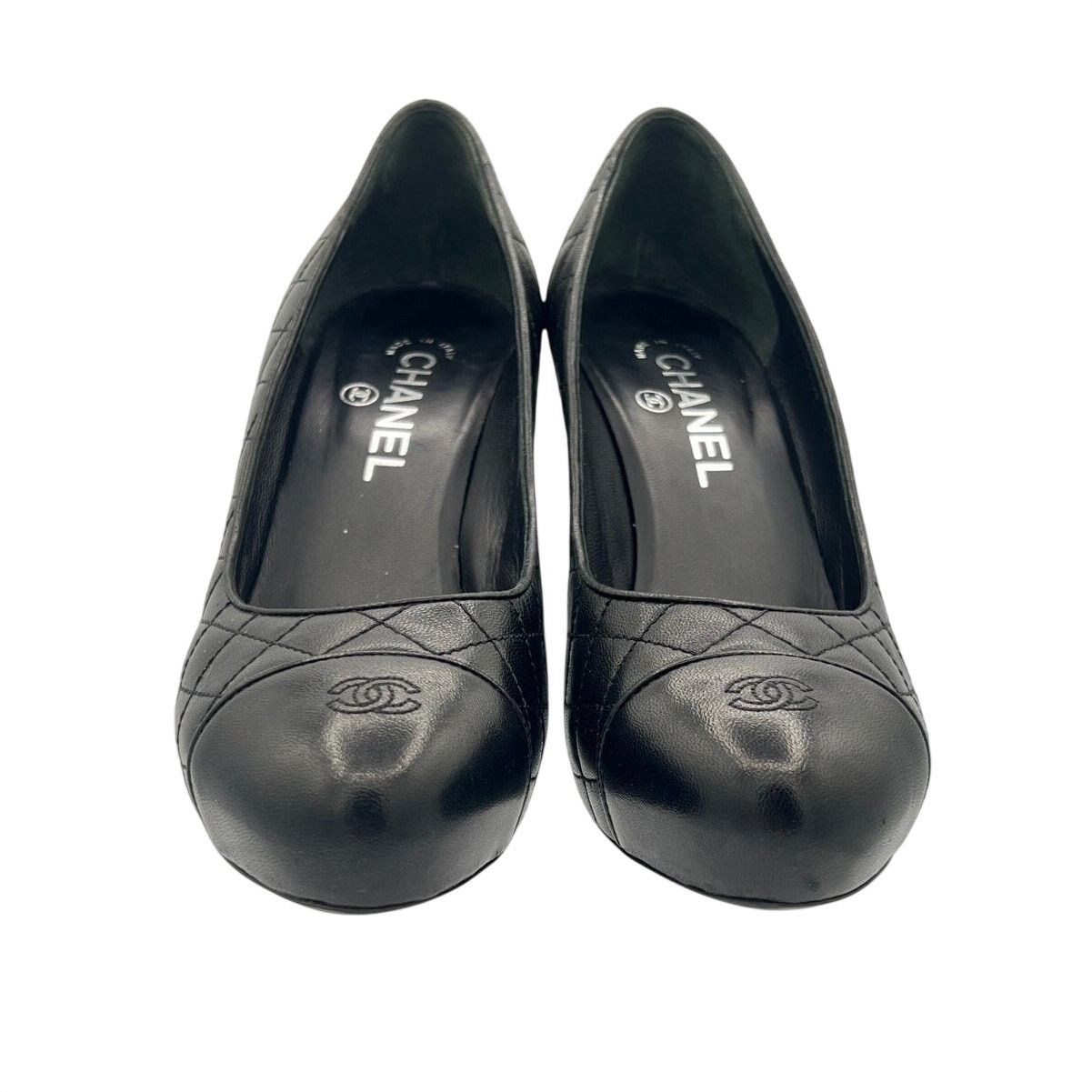 Chanel Chanel Quilted Lambskin Cap Toe Platform Heels 38.5 Black Size US 8.5 / IT 38.5 - 5 Thumbnail
