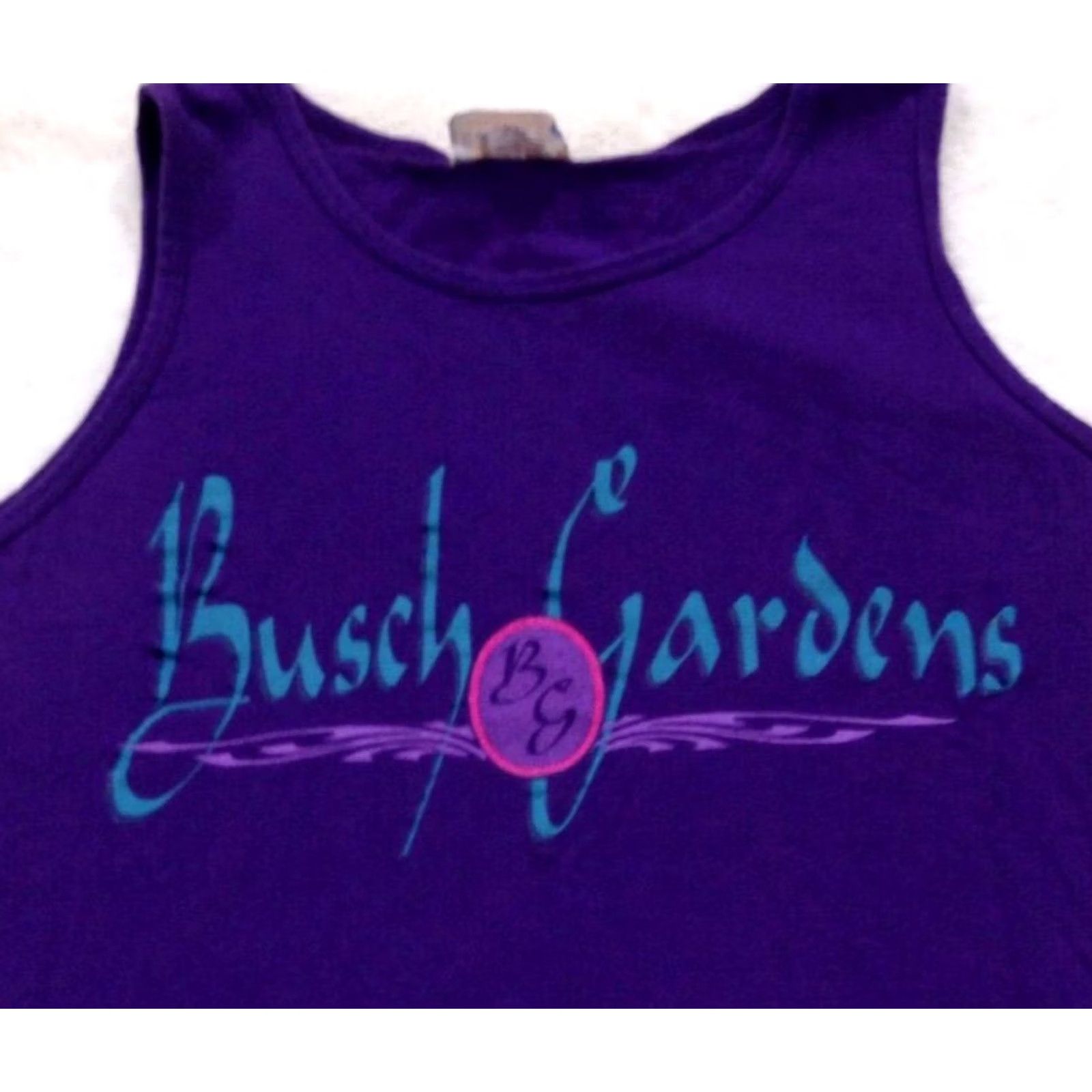 Vintage VINTAGE Busch Gardens T-Shirt M Men Purple 90s 80s Beach Amusement Park Virginia Tank Top Shirt Size US M / EU 48-50 / 2 - 2 Thumbnail