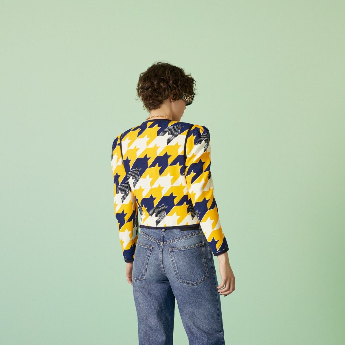 Gucci 40 S - Gucci Geometric Houndstooth Viscose Jacket Yellow Size S / US 4 / IT 40 - 6 Thumbnail