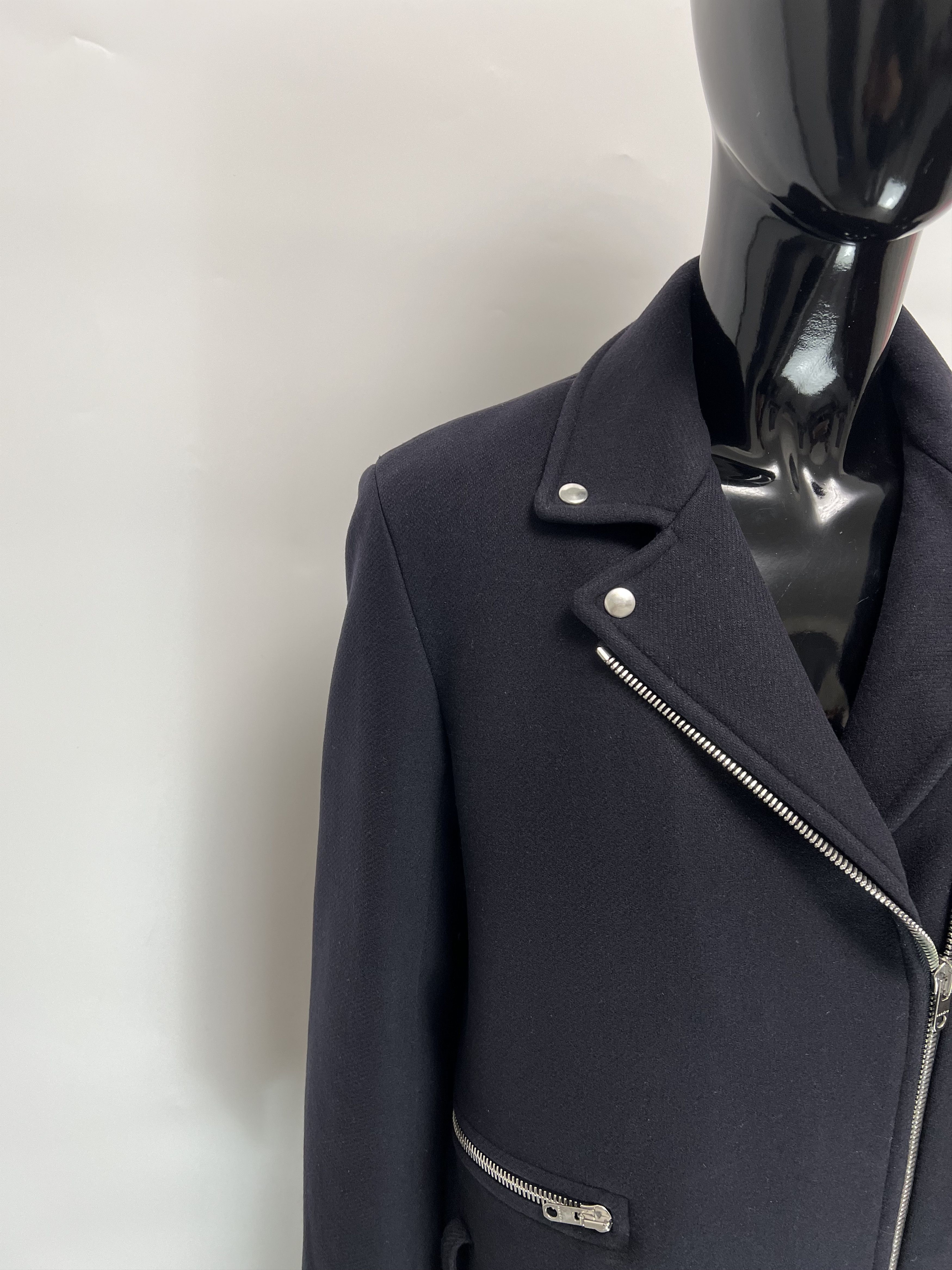 Sandro Sandro Navy Blue Wool Biker Jacket Size 38 Size M / US 6-8 / IT 42-44 - 7 Thumbnail