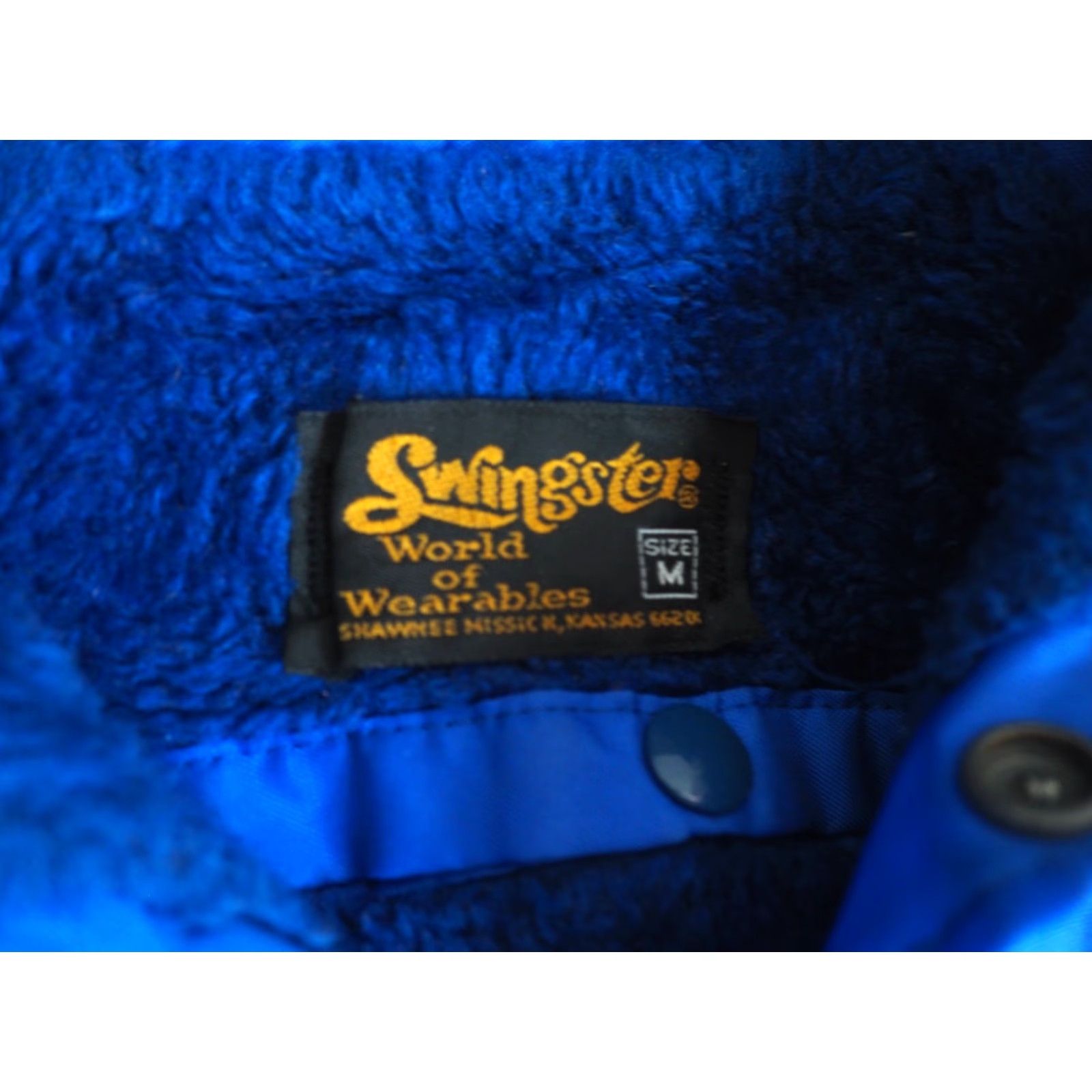 Vintage VTG 70s Swingster Royal Blue Nylon Sherpa Shearling Lined Snap Jacket USA Mens M Size US M / EU 48-50 / 2 - 4 Thumbnail