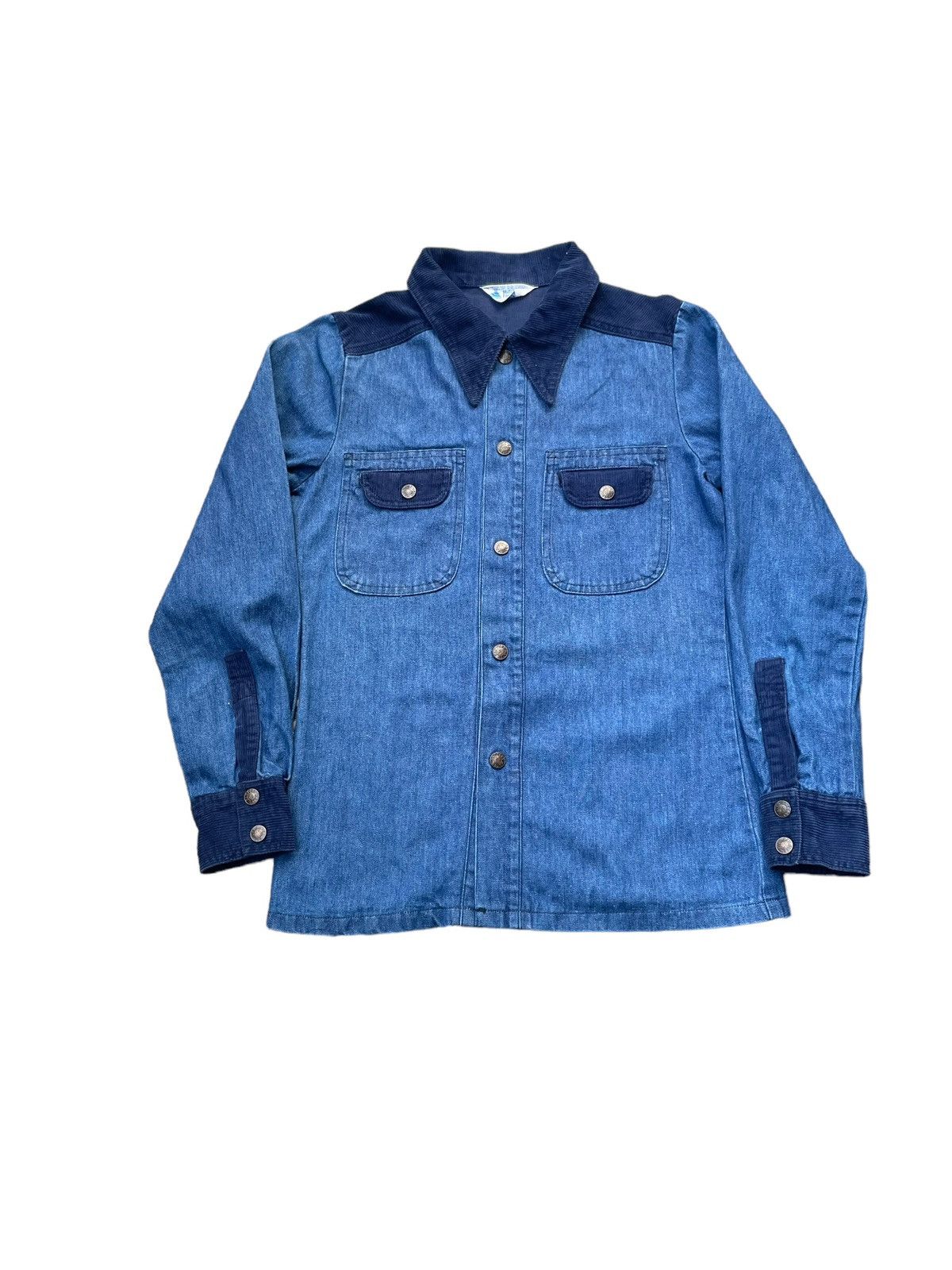 image of Match Factory Jc Penny Western Shirt in Blue, Men's (Size Small)
