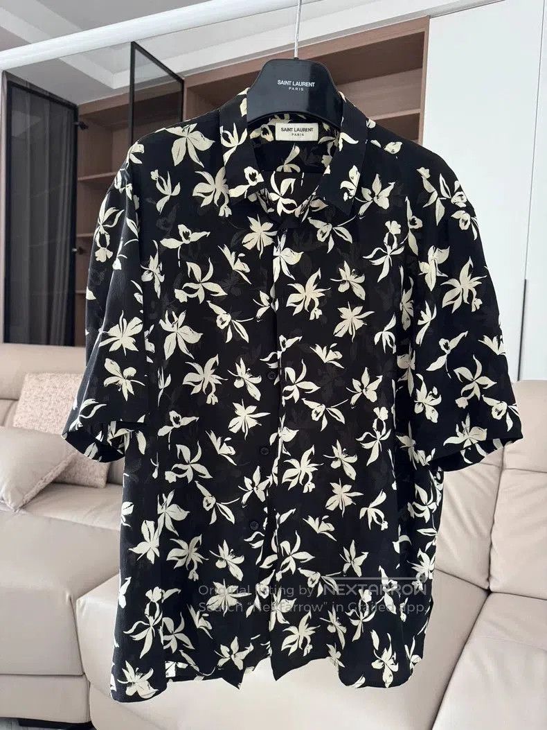 Saint Laurent Paris Saint Laurent Silk Floral Short Sleeve Shirt Size US XL / EU 56 / 4 - 1 Thumbnail