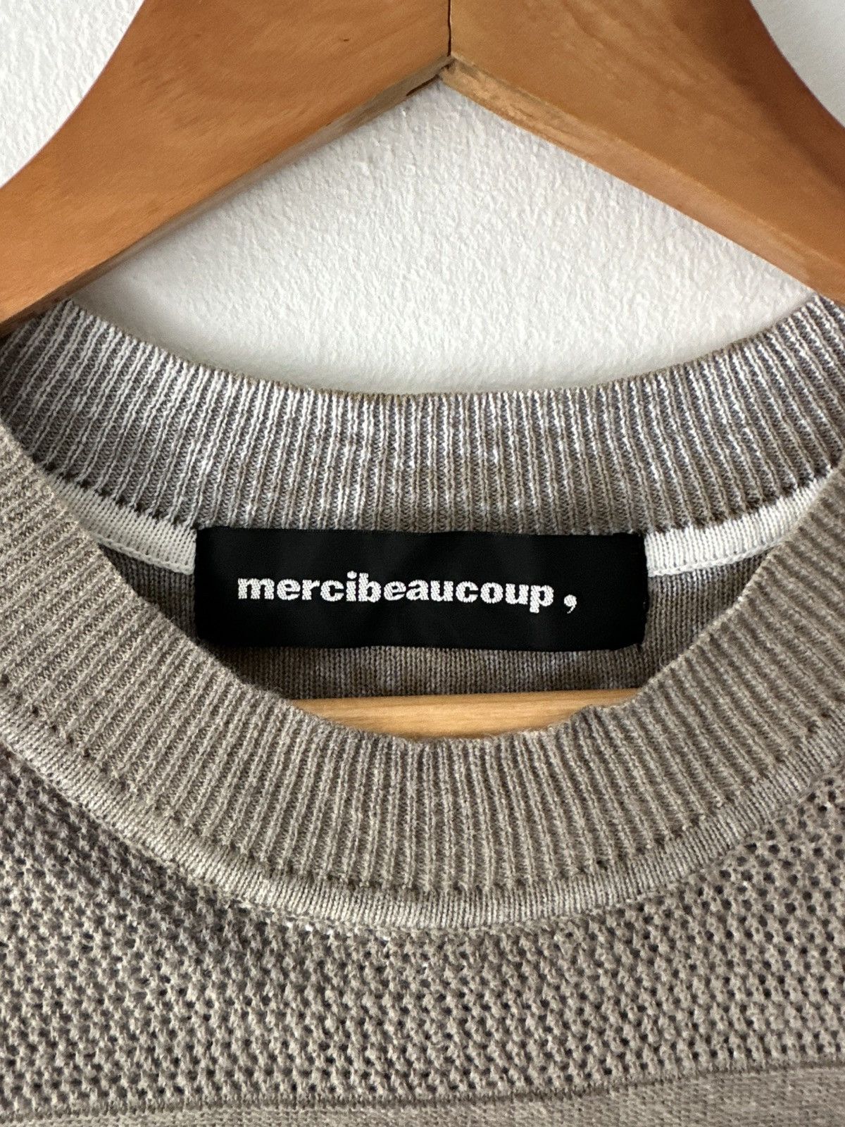 mercibeaucoup Mercibeaucoup Taupe Textured Knit Short Sleeve Size US L / EU 52-54 / 3 - 7 Thumbnail