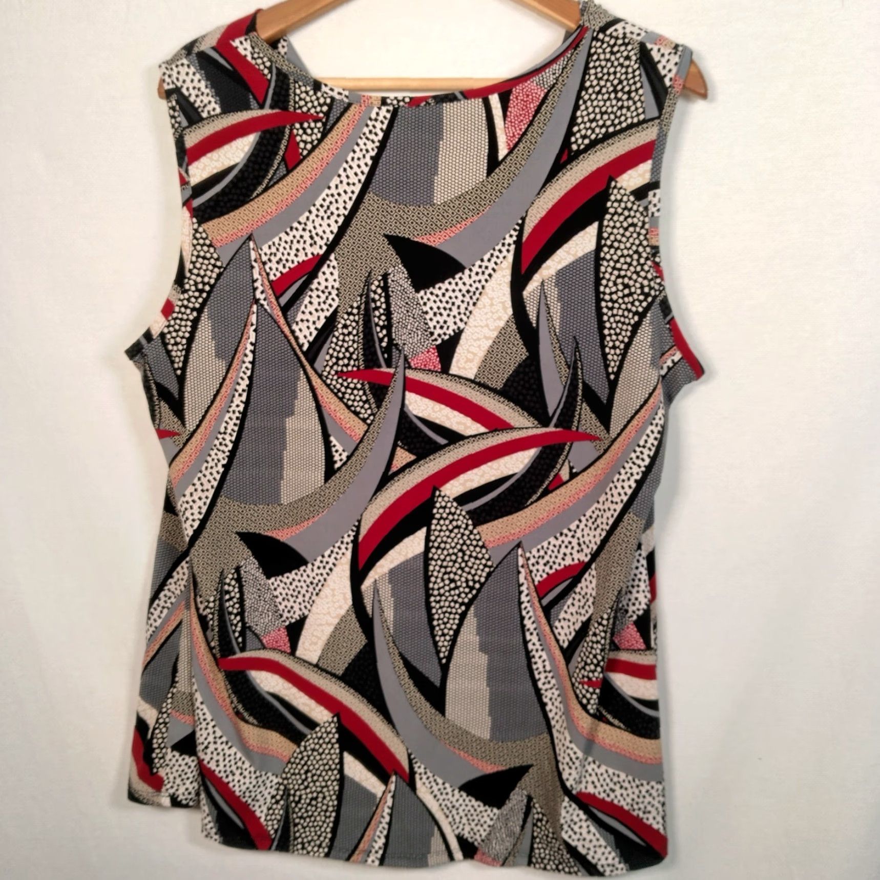 Vintage Vintage Sami & Jo Shirt XL Sleeveless Cowl Neck Geometric Abstract Artsy Textured Print Stained Glass Look Y2K Size XL / US 12-14 / IT 48-50 - 2 Thumbnail