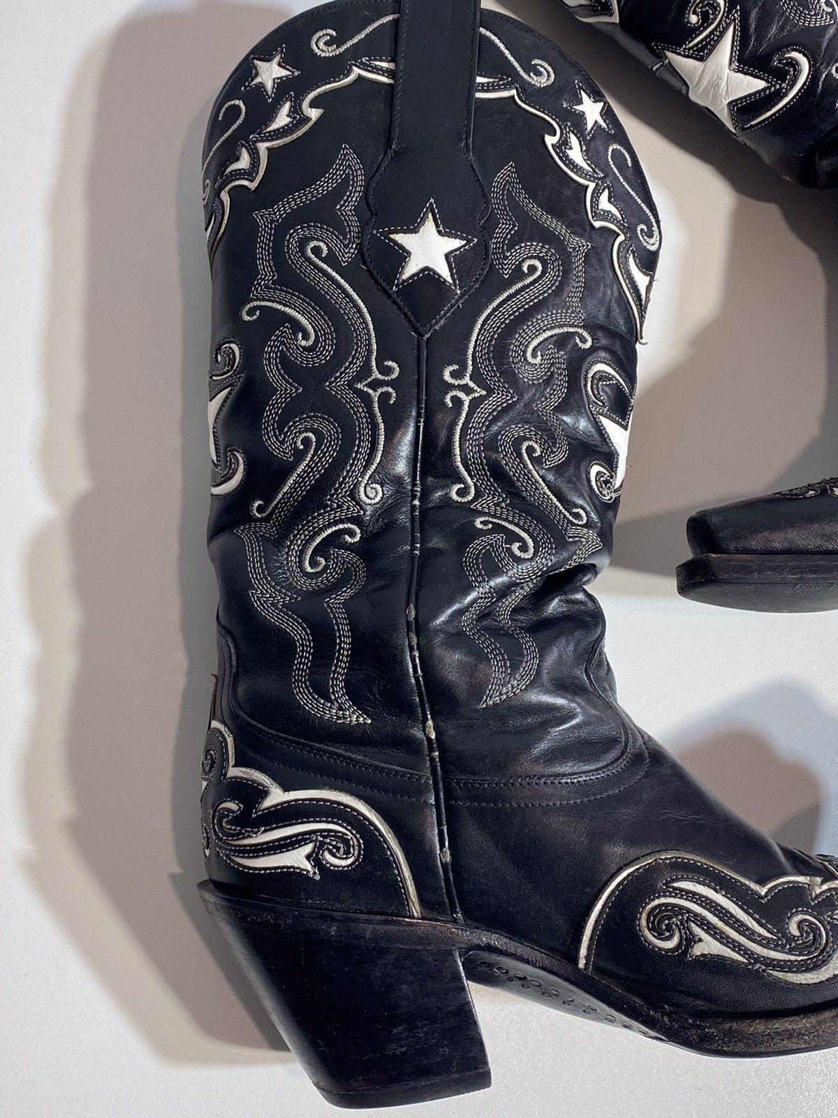 Genuine Leather 🔥 Y2K BLACK STAR COWBOY BOOTS MEXICO STAR EMBROIDERY WESTERN Size US 7 / EU 40 - 7 Thumbnail