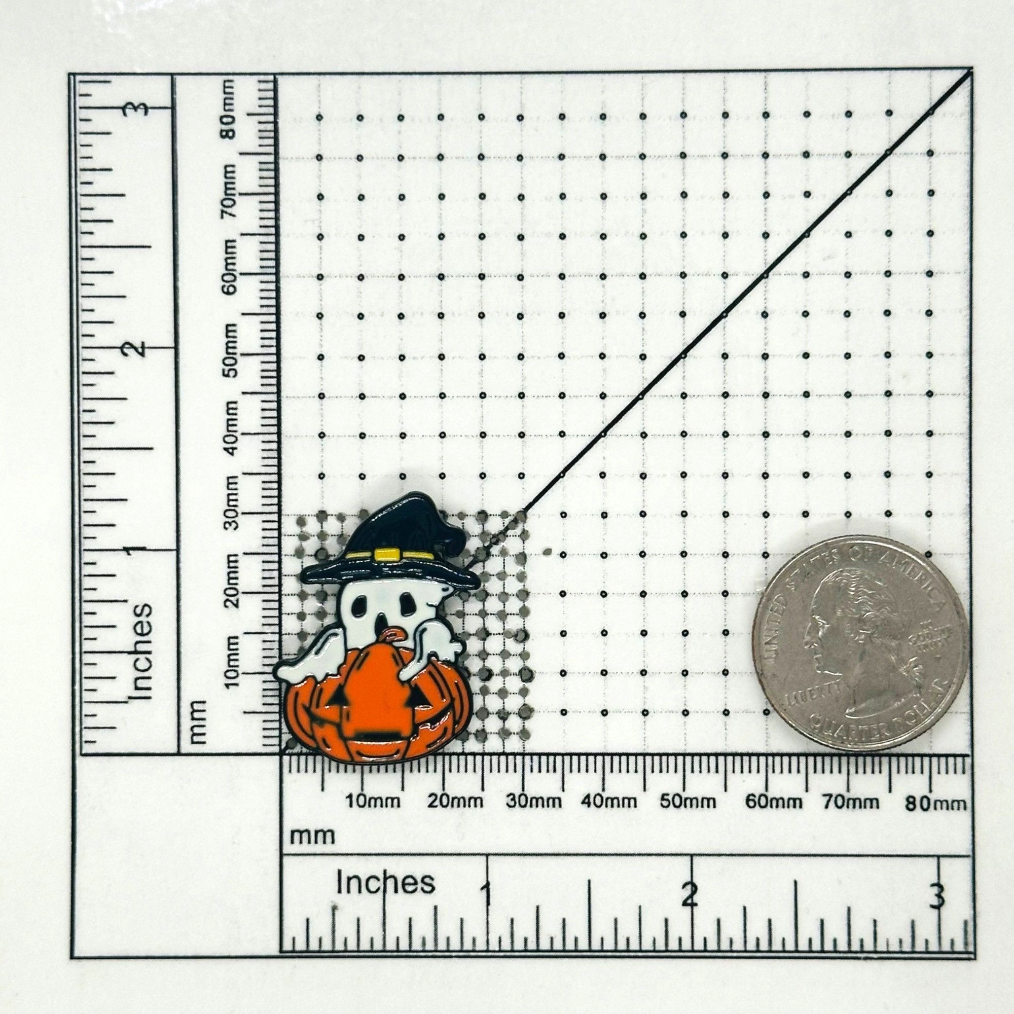 Other ⭐Oz Enamel Pins Ghost with hat and Pumpkin in Halloween Oran Size ONE SIZE - 6 Thumbnail