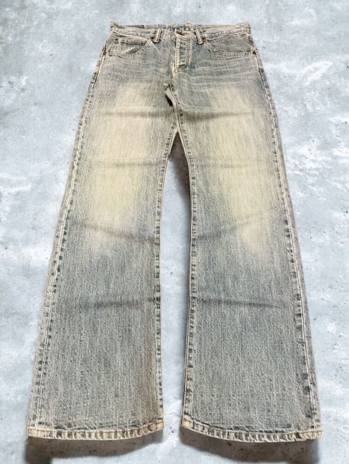 Circulation Japan Hemp denim blend Weed Dyed Flared Jeans