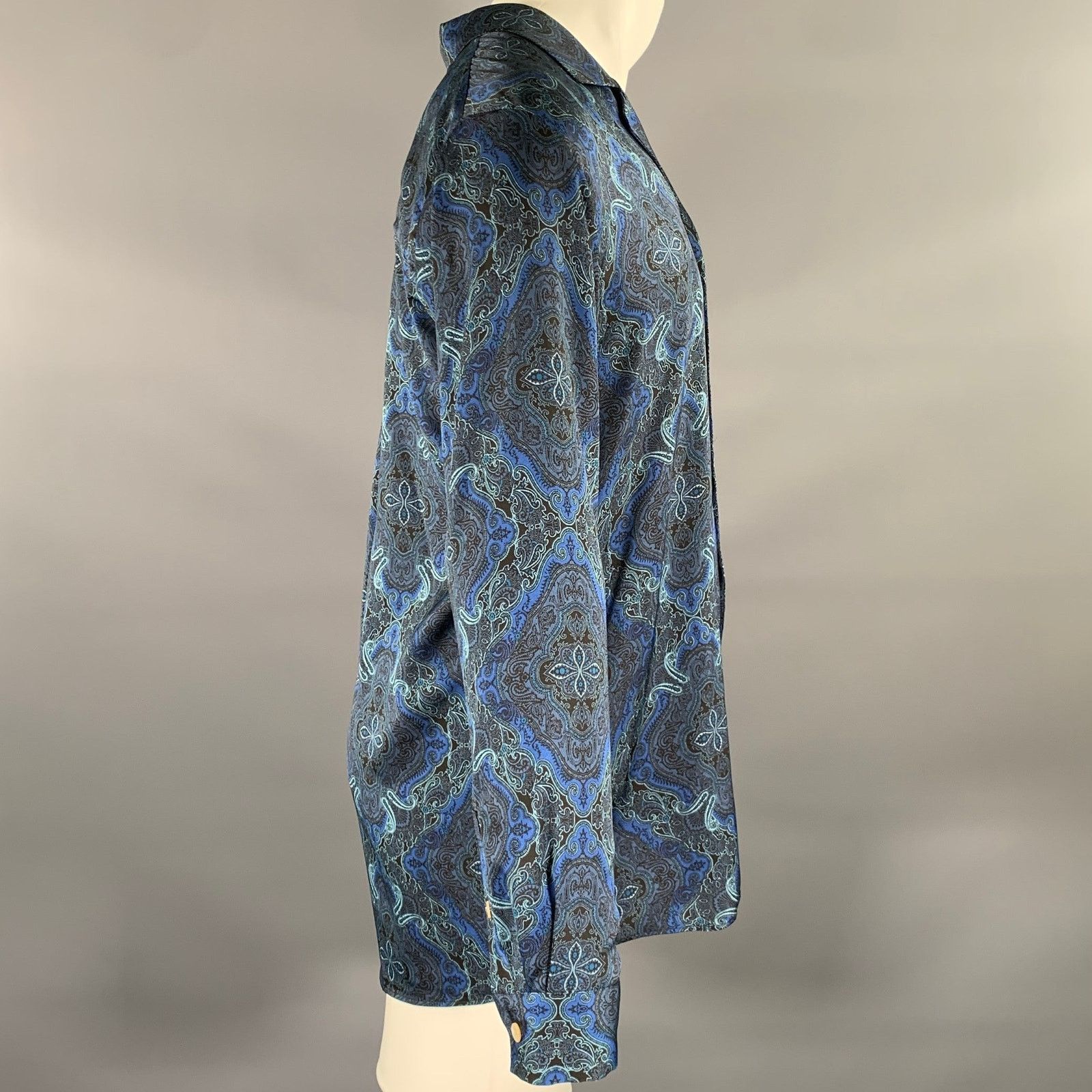 Bed j.w. Ford BED J.W. FORD M Blue Navy Paisley Camp Long Sleeve Shirt Size US M / EU 48-50 / 2 - 3 Thumbnail