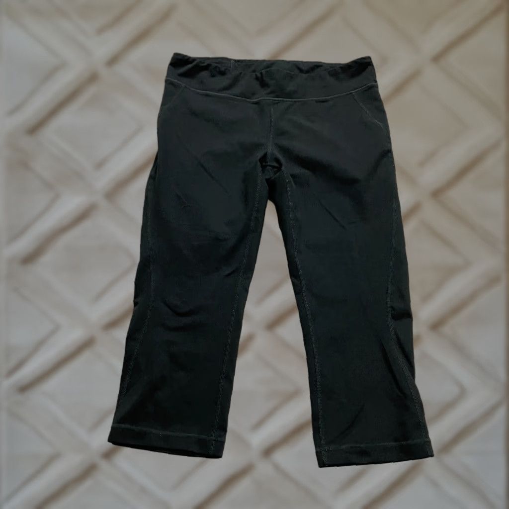 Vintage Anue Leggings Womens Large Black Cropped Active Yoga Gym 30x18.5 Size 36" / US 14 / IT 50 - 1 Thumbnail