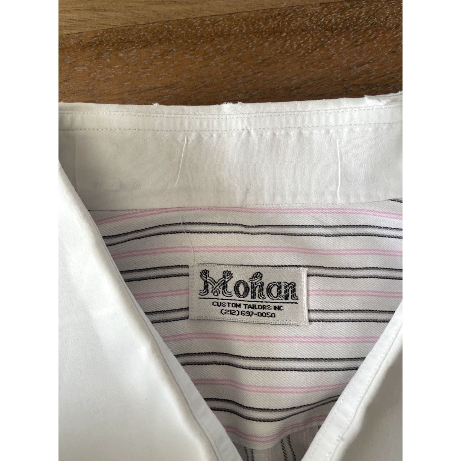 Vintage Mohan Custom Tailors Dress Shirt Mens 2XL Striped Button Up French Cuff Size 48R - 3 Thumbnail