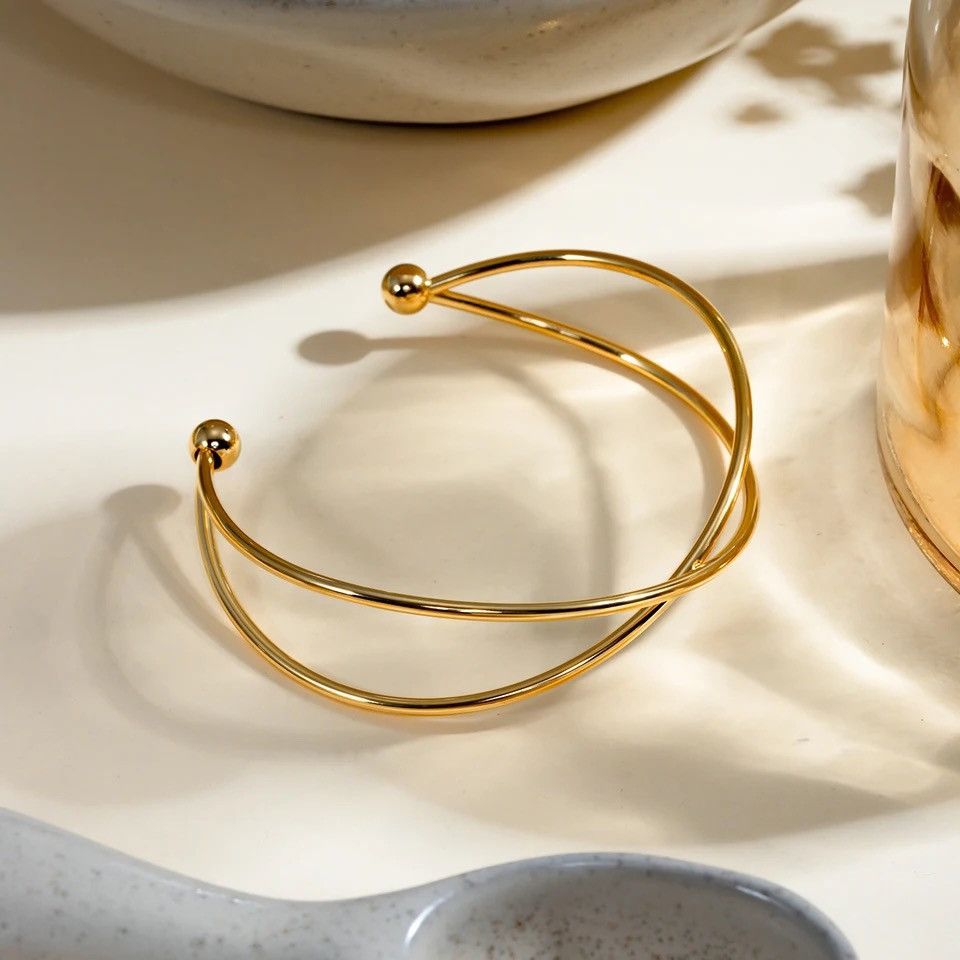 Jewelry × Vintage Simple Lines Cross Opening Open Bracelet Size ONE SIZE - 4 Thumbnail
