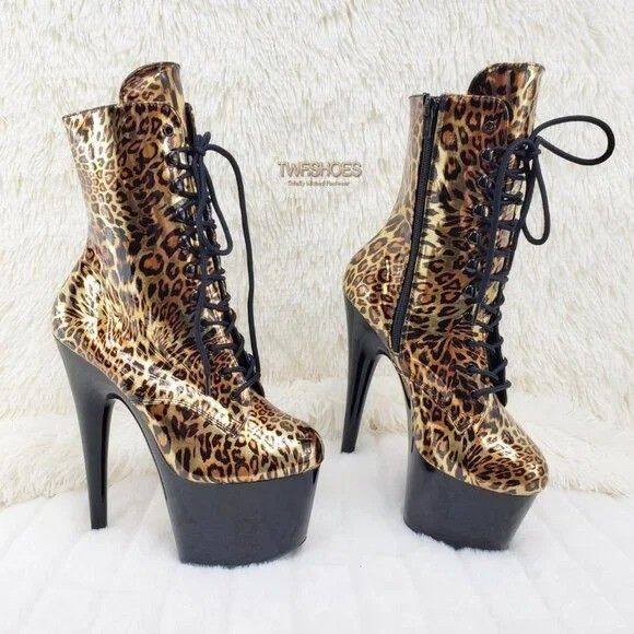 Other NEW Adore Gold Leopard 1020 Platform Heel Ankle Boots Pole D Size US 12 / IT 42 - 2 Thumbnail