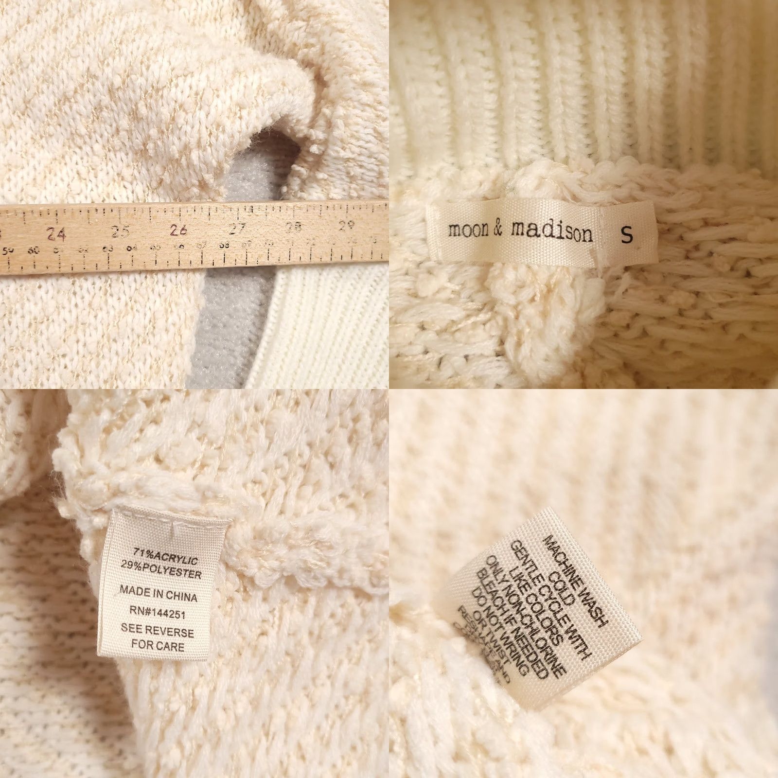 Madison Moon & Madison Sweater Womens Small Turtleneck Pullover Soft Knit Ivory Cozy Modern Oversized Dolman Sleeve N/A Size S / US 4 / IT 40 - 8 Thumbnail