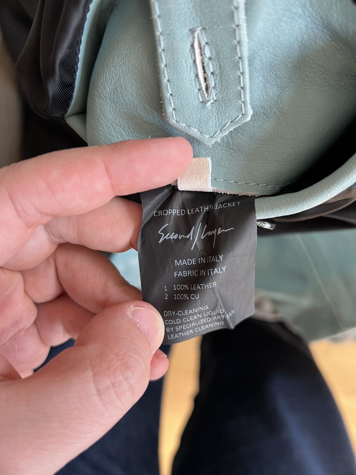 Second/Layer Cropped Leather Jacket in light blue Size US XL / EU 56 / 4 - 9 Thumbnail