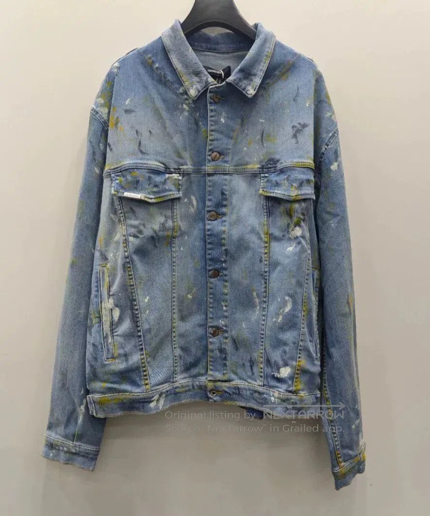 Japanese Brand REPRESENT Men's Paint Splatter Denim Jacket. Size US S / EU 44-46 / 1 - 1 Thumbnail