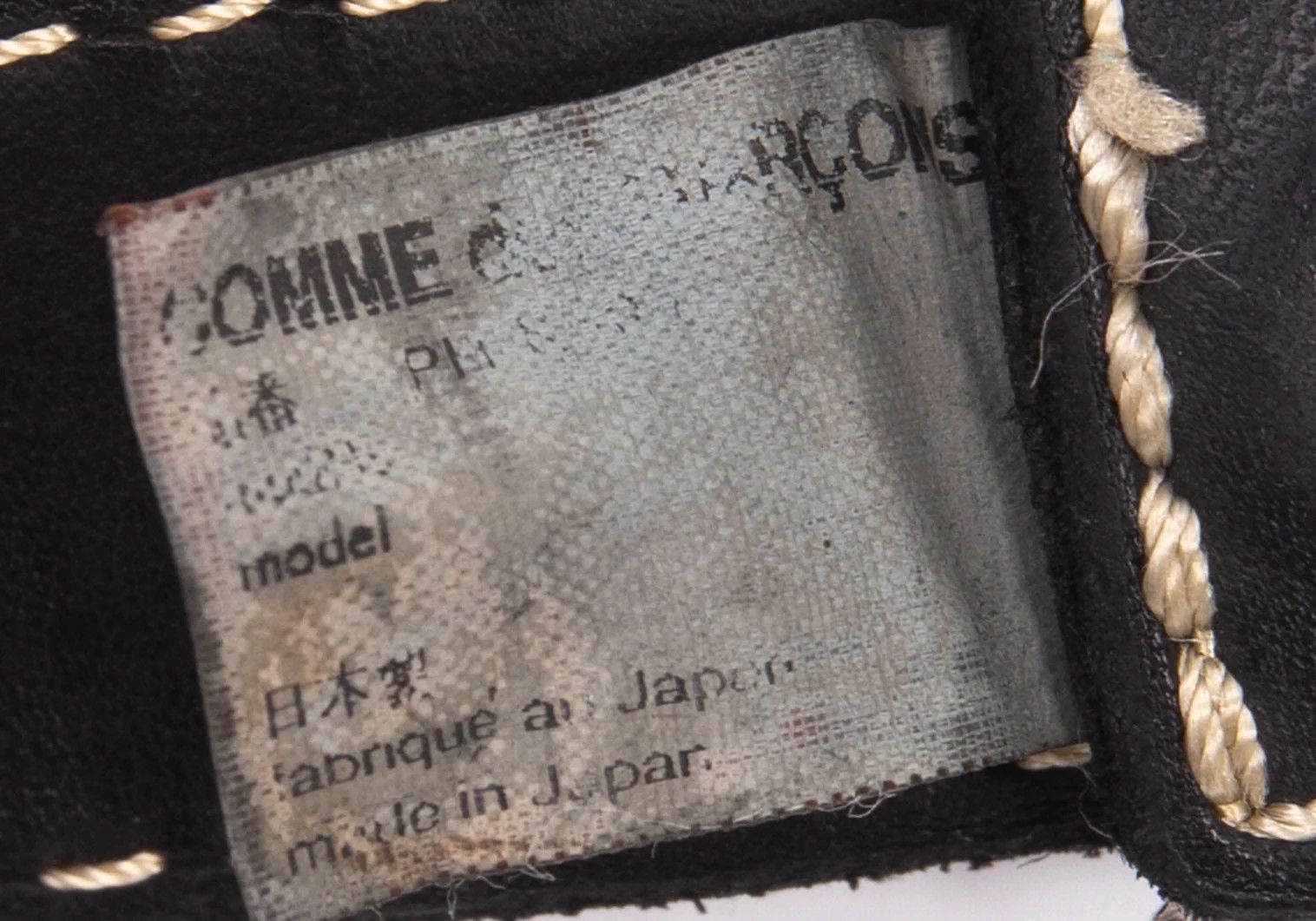 Comme des Garcons Homme Plus Stitched Leather Belt in Black, Size S Size ONE SIZE - 5 Thumbnail