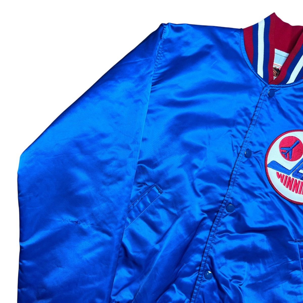 Starter 1990s NHL Winnipeg Jets Starter Spell Out Blue Satin Jacket Size US L / EU 52-54 / 3 - 20 Thumbnail
