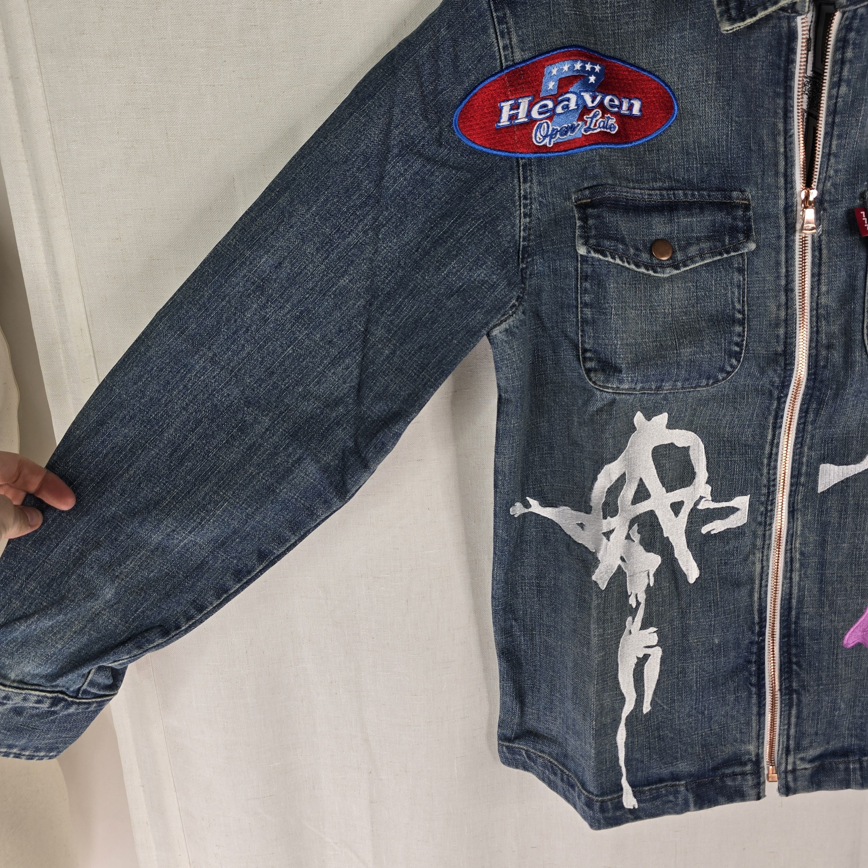 Seventh Heaven Seventh Heaven Patches Denim Jacket Men’s Small Blue Trucker Size US S / EU 44-46 / 1 - 2 Thumbnail