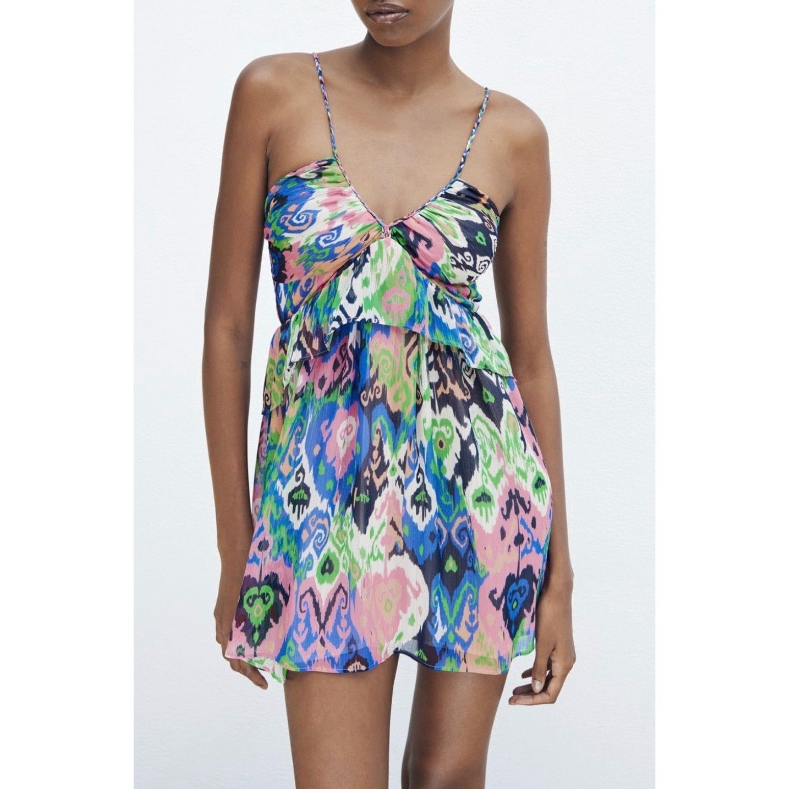 Other Zara Lingerie Style Print Dress NWT NEW Size L / US 10 / IT 46 - 1 Thumbnail