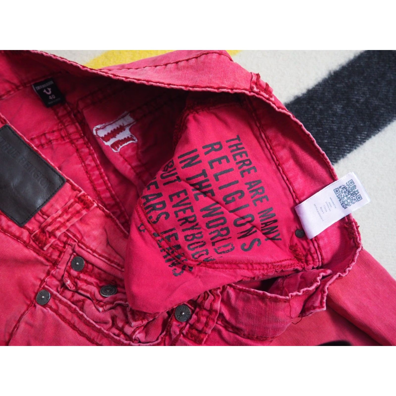 True Religion VINTAGE True Religion Ricky Straight Pants Mens 40x33 Red Logo Chino Hip Hop Punk Size US 40 / EU 56 - 7 Thumbnail