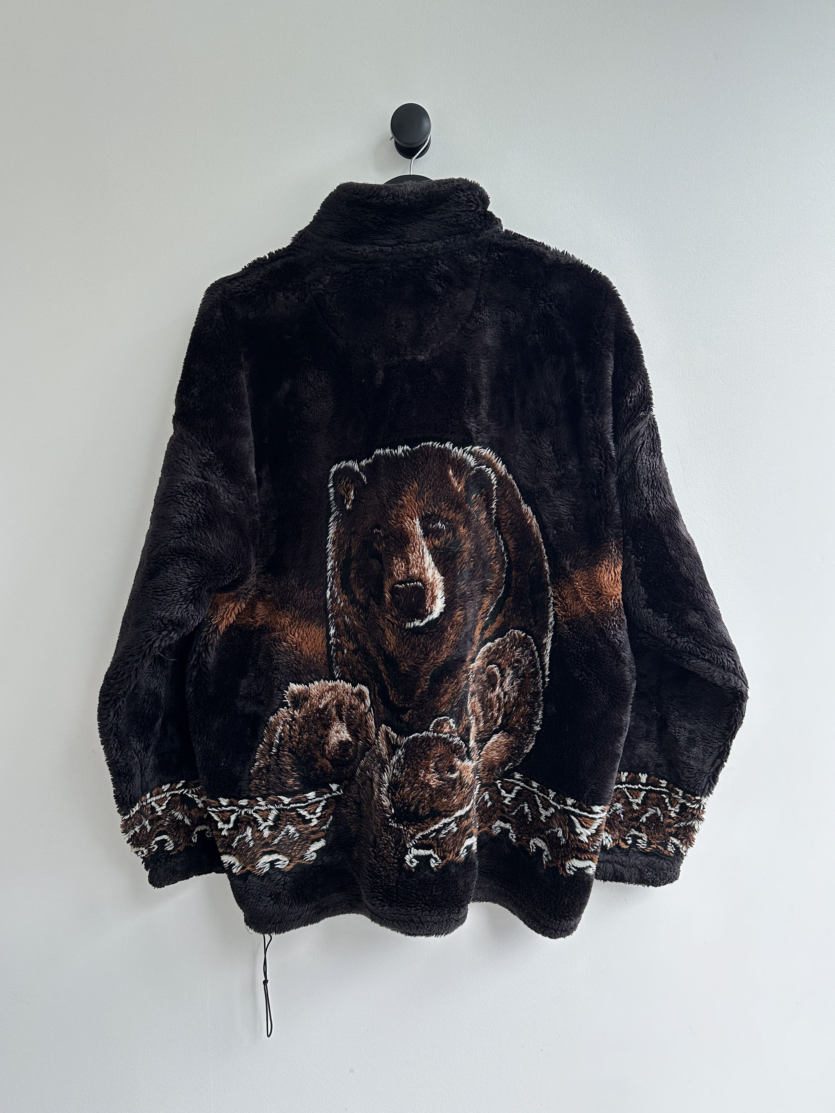 Vintage Bear Ear Fleece Collar Zip Hoodie