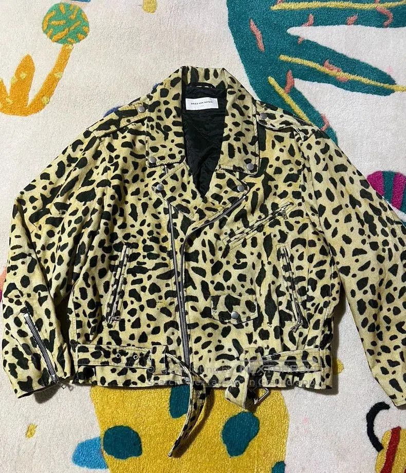 Dries Van Noten Dries Van Noten Leopard Corduroy Biker Jacket. Size US S / EU 44-46 / 1 - 4 Thumbnail
