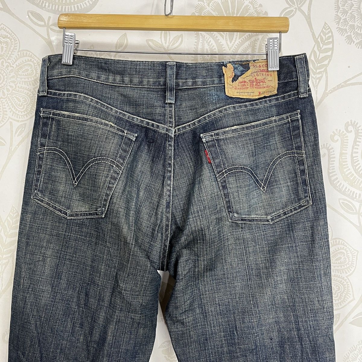 Levi's × Vintage Flared Levis 517 Distressed Denim Faded Blue Size US 33 - 22 Thumbnail