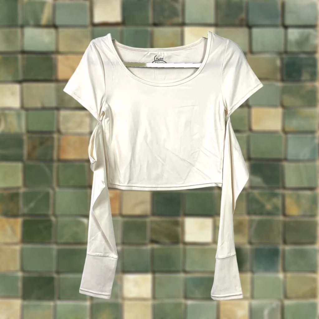 Vintage Fanka White Yoga Workout Shirt Top M Size Medium Short Sleeve Round Neck Pullover T-Shirt Womens Casual Breathable Lightweight All Seasons Size M / US 6-8 / IT 42-44 - 1 Thumbnail