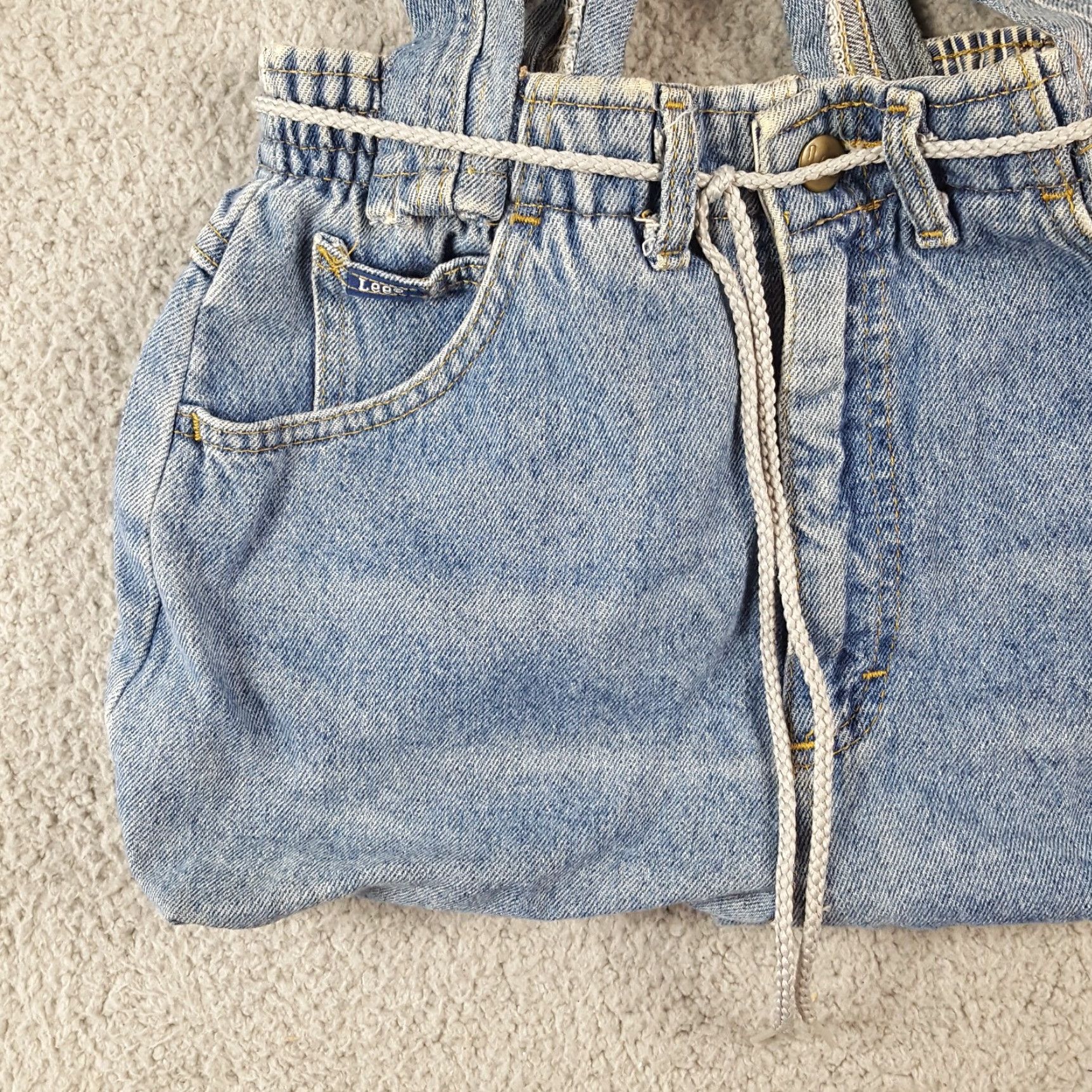 Lee VINTAGE Lee Jeans Denim Overall Shoulder Bag Medium Blue Pockets 90s 80s Biker Womens Size 32" / US 10 / IT 46 - 3 Thumbnail