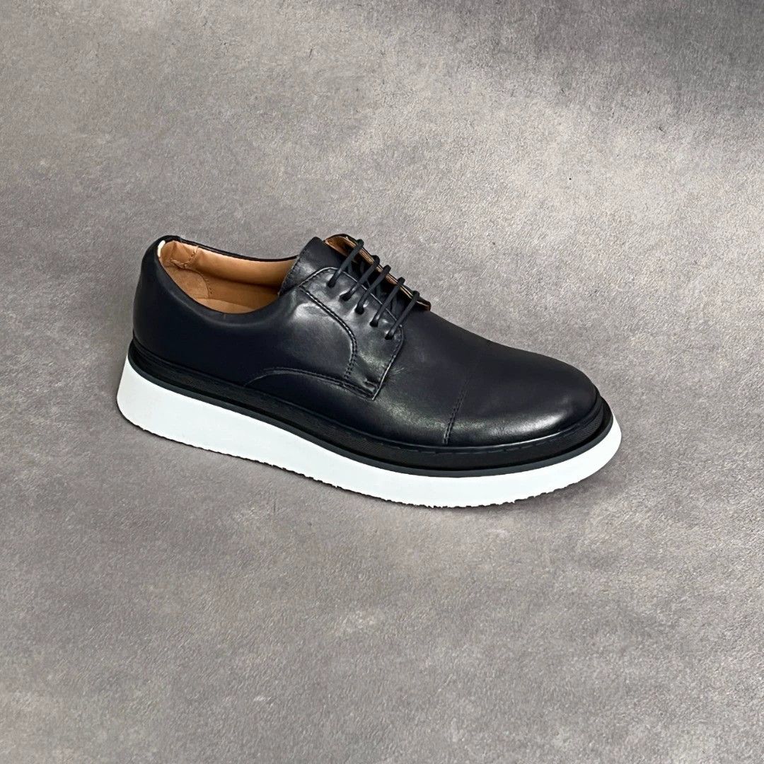 Hugo Boss HUGO BOSS Navy Calf Leather Lace-up Sneakers 39-42 Size US 7 / EU 40 - 6 Thumbnail