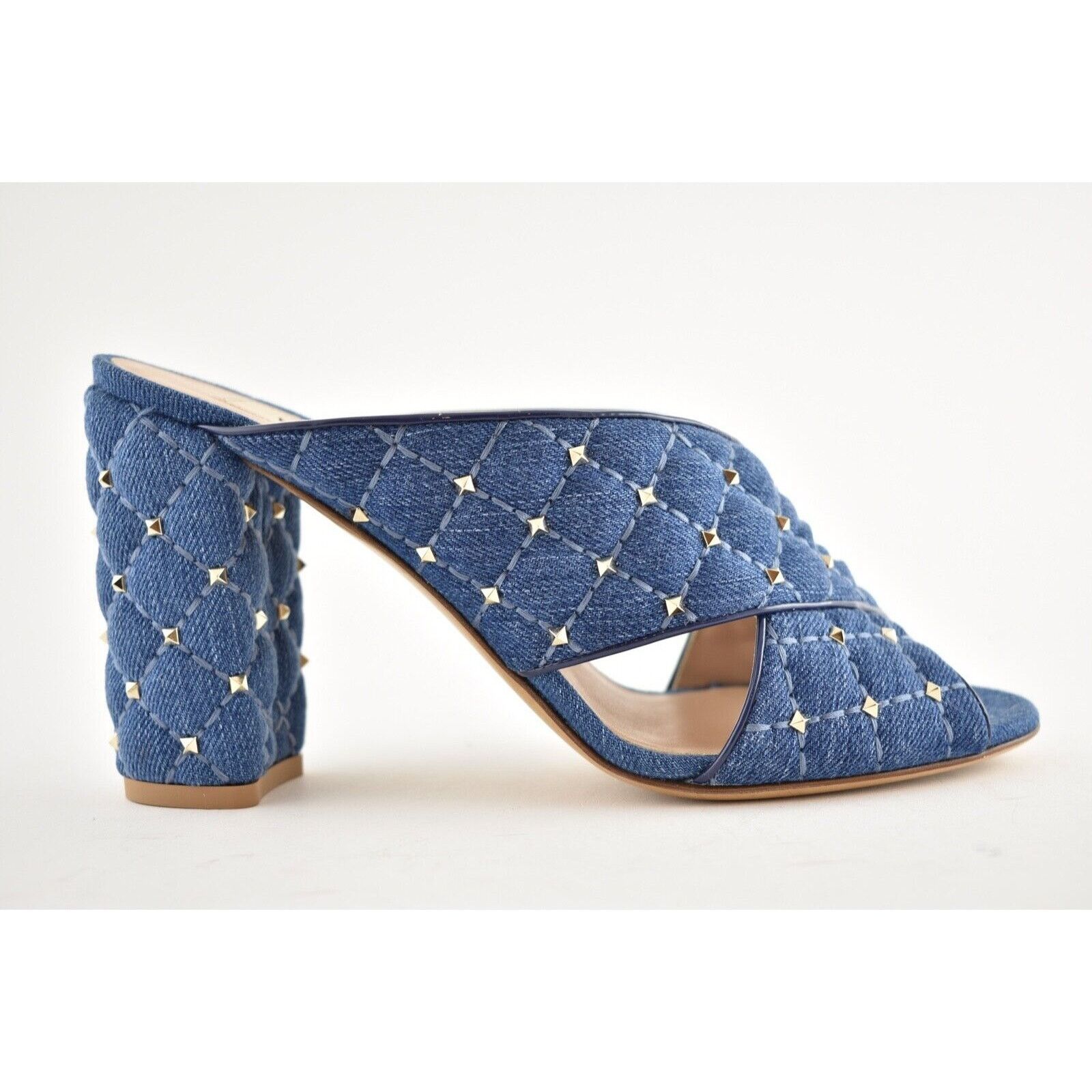 Valentino Valentino Rockstud Spike Denim Blue Mule Stud Backless Size US 6.5 / IT 36.5 - 4 Thumbnail