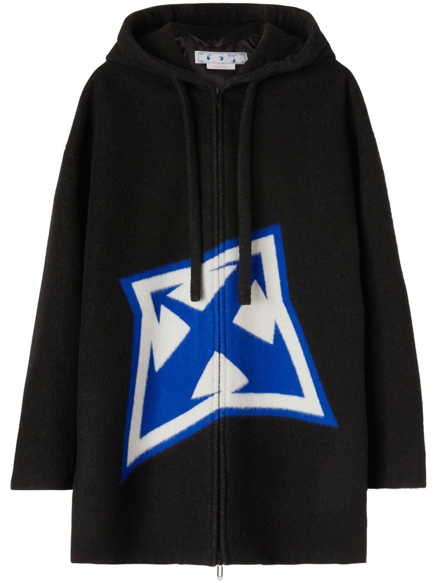 Off-White o1gr1nt1124 Thund Arrow Wool Over Zip Hooded Jacket in Black Size US M / EU 48-50 / 2 - 1 Thumbnail