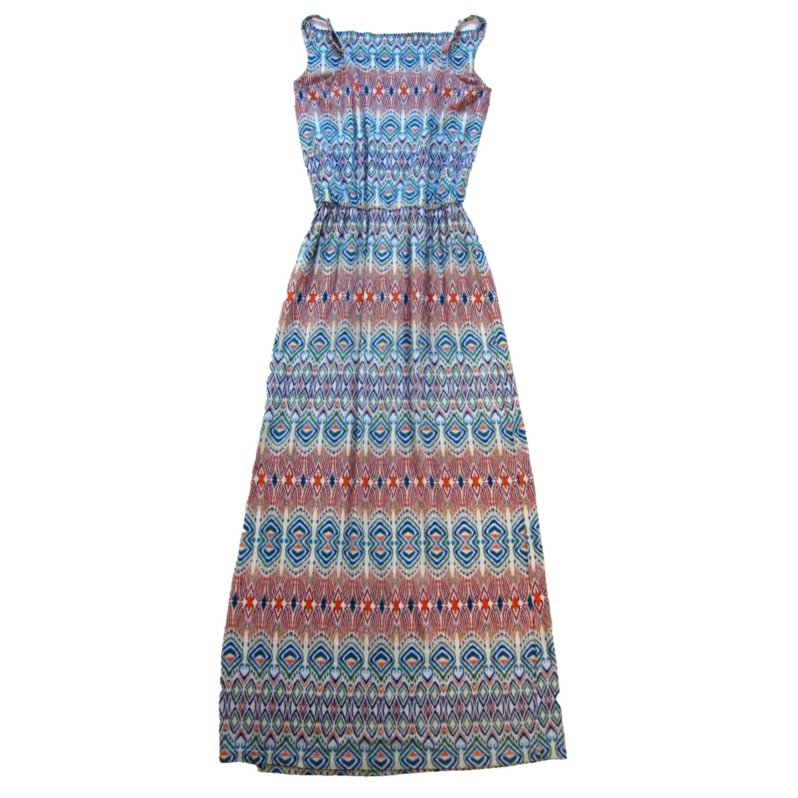 Vintage CAbi Cotton Jersey Stretch Orange Blue Green Long Maxi Slip Tank Dress XS Size XS / US 0-2 / IT 36-38 - 2 Thumbnail