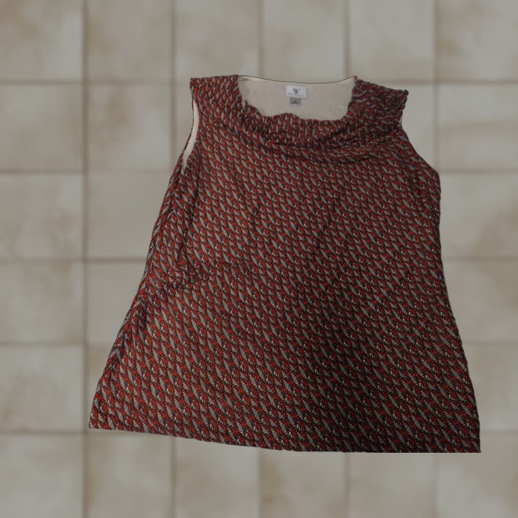 Worthington Worthington Womens Blouse L Red Solid Casual Sleeveless Collared Pullover Lightweight Cotton Rayon Button Designer Regular Blouse Womens Size L / US 10 / IT 46 - 1 Thumbnail