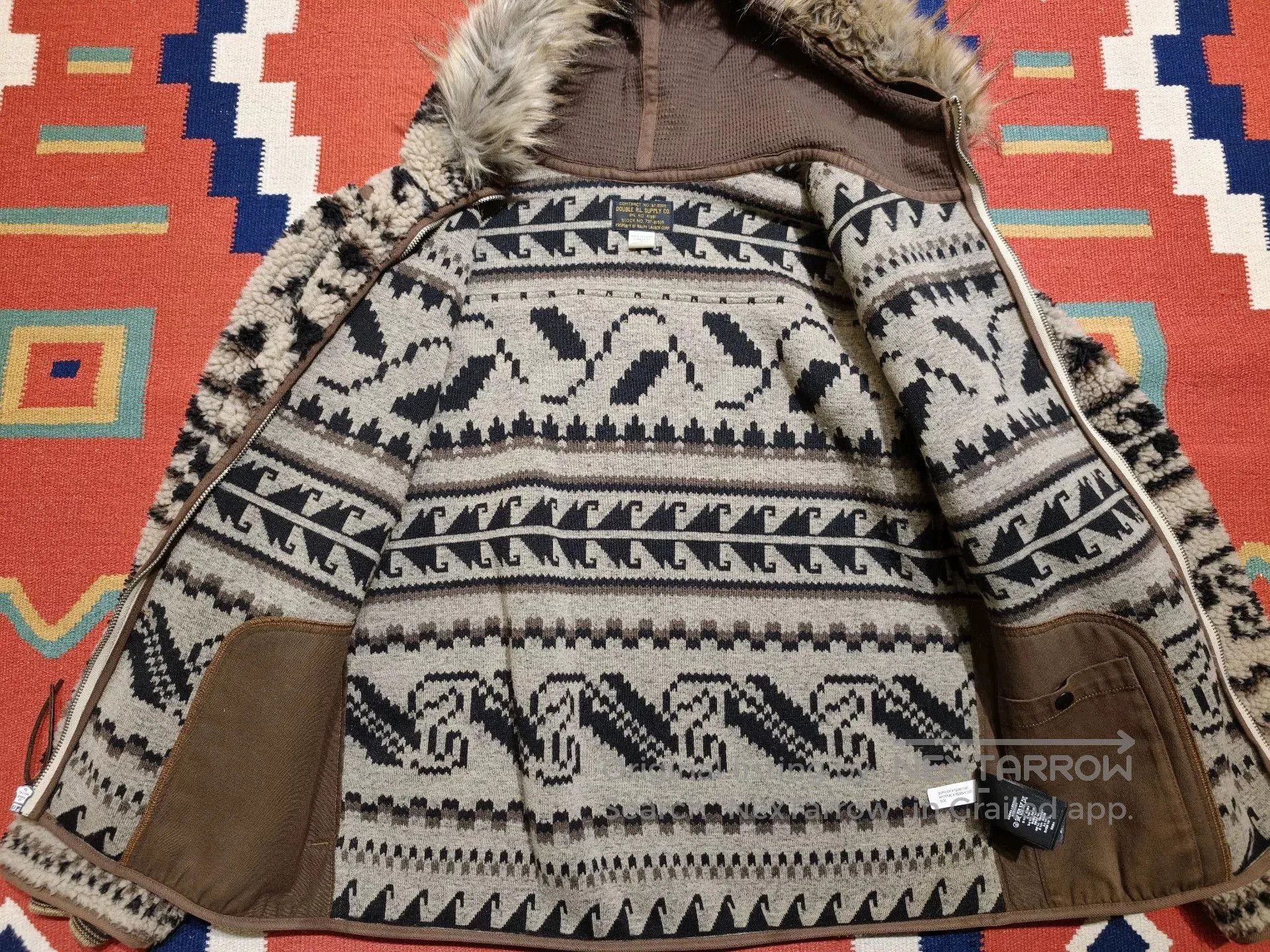 RRL Ralph Lauren RRL Southwest Pattern Fleece Hoodie Size S. Size US S / EU 44-46 / 1 - 4 Thumbnail