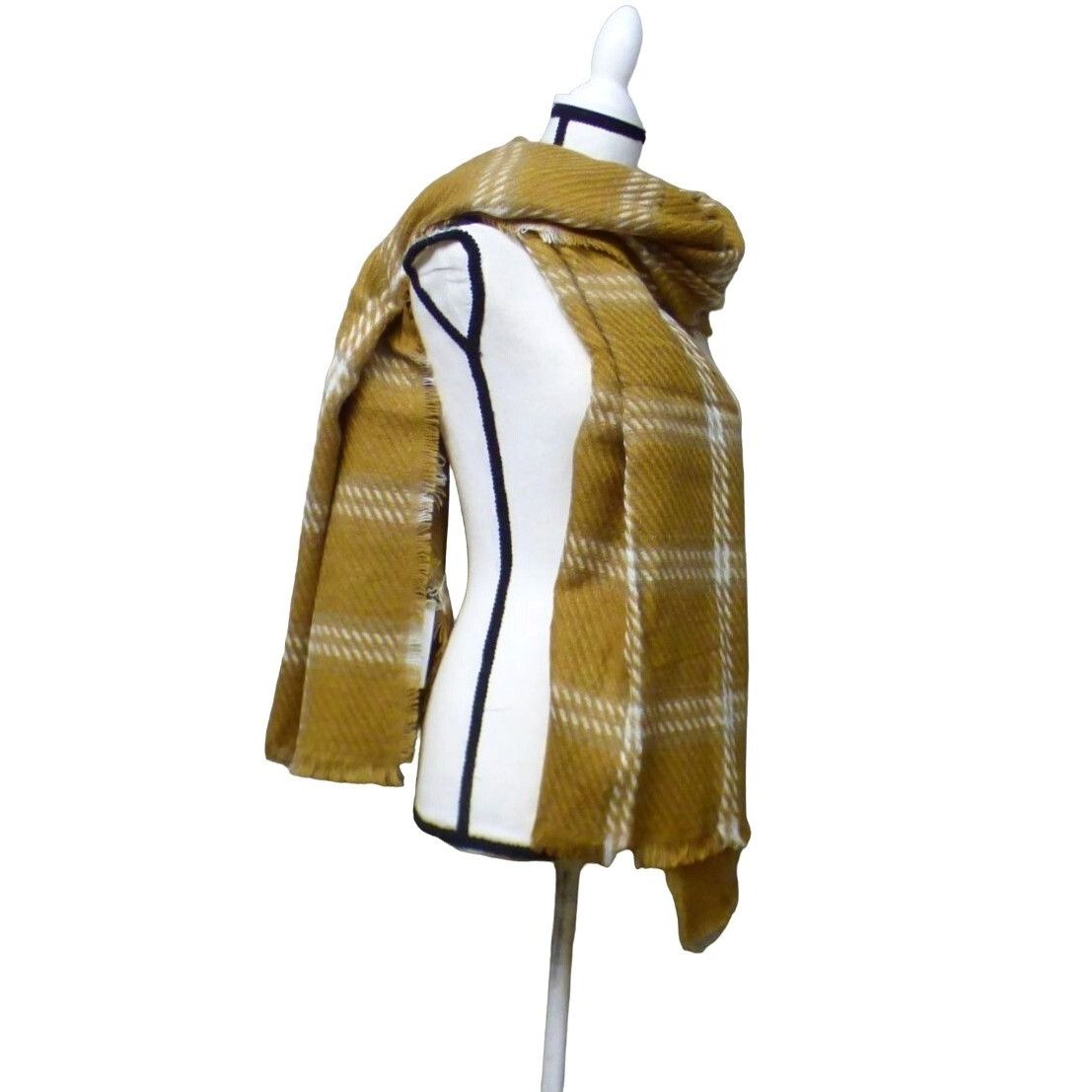 Other Cejon Heritage Plaid Blanket Scarf, 20”x76”, Camel Size ONE SIZE - 4 Thumbnail