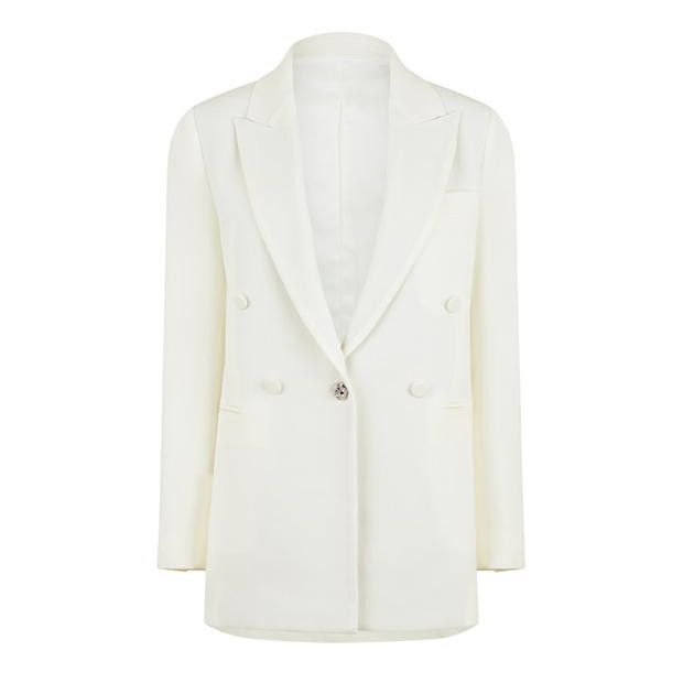 Lanvin o1g2r1mq1024 Double Breasted Tailored Jacket in Off White Size XS / US 0-2 / IT 36-38 - 1 Thumbnail