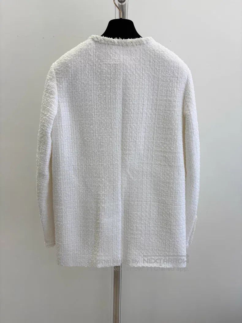 Chanel Chanel White tweed two-pocket rolled-edge coat Size XS / US 0-2 / IT 36-38 - 2 Thumbnail