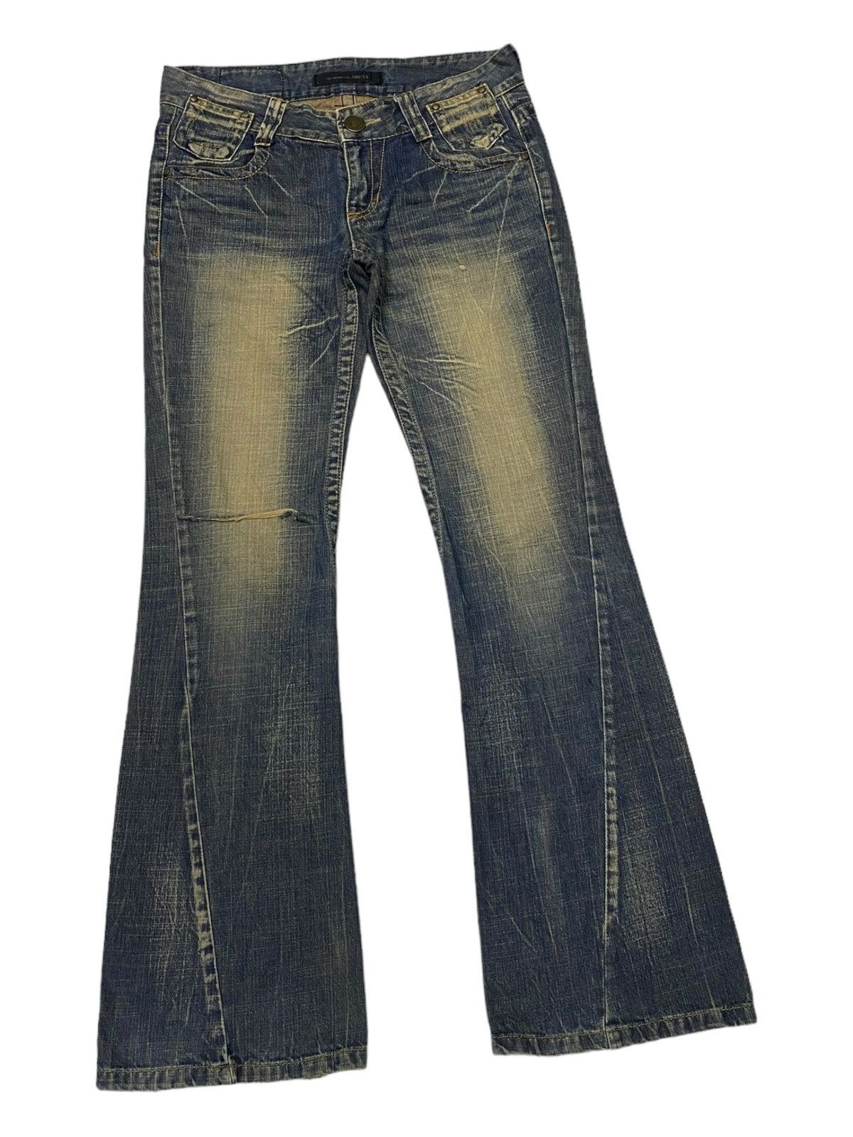 Le Grande Bleu (L.G.B.) × Tornado Mart FLARE🔥LOLITA RUSTY DISTRESSED FLARE DENIM JEANS Size US 33 - 2 Thumbnail