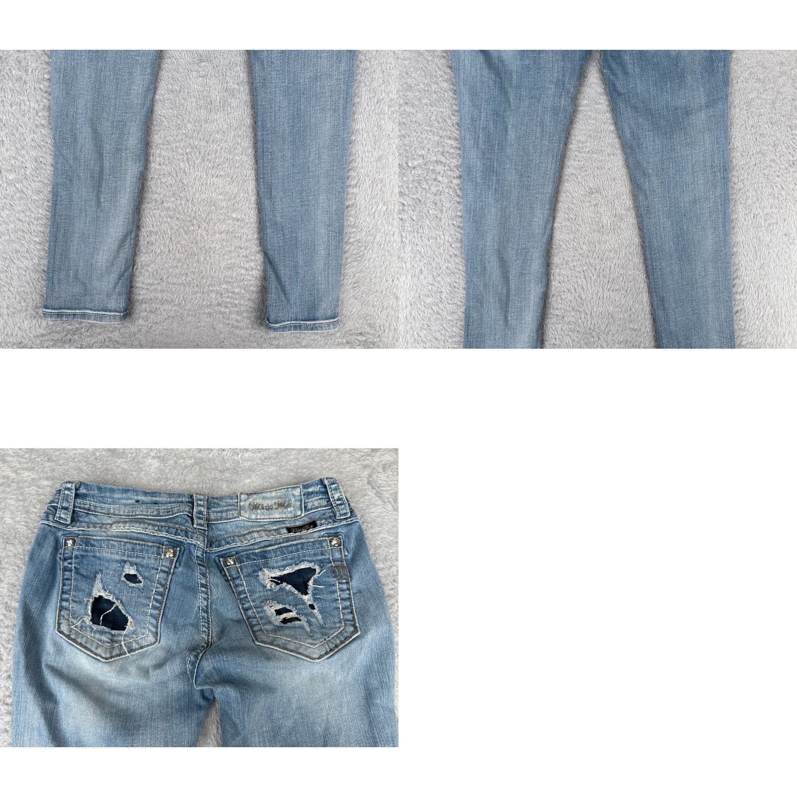 Miss Me Miss Me Jeans Women Blue Denim Ankle Skinny Distressed Low Rise 30x30 29 Slim Fit 5-Pocket Cotton Rock Southwestern Mens? Size 29" - 10 Thumbnail