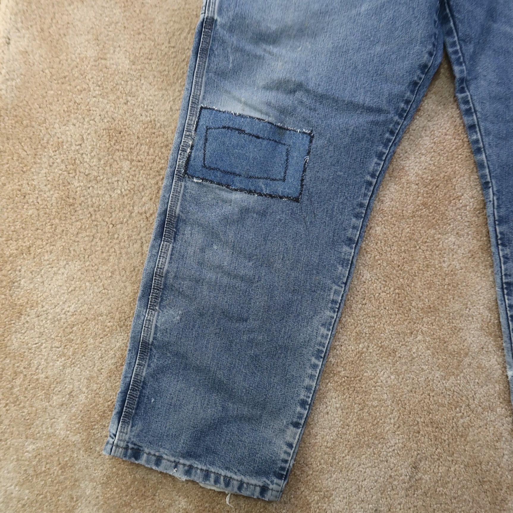 Wrangler Wrangler Carpenter Jeans Adult 38x32 Blue Distressed Denim Straight Regular Zip Size US 38 / EU 54 - 2 Thumbnail