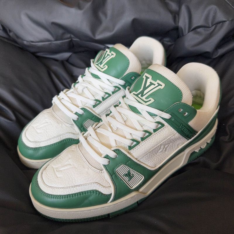 Louis Vuitton Louis Vuitton Trainer Green and White Low-Top Sneakers 0079 Size US 8 / EU 41 - 1 Thumbnail