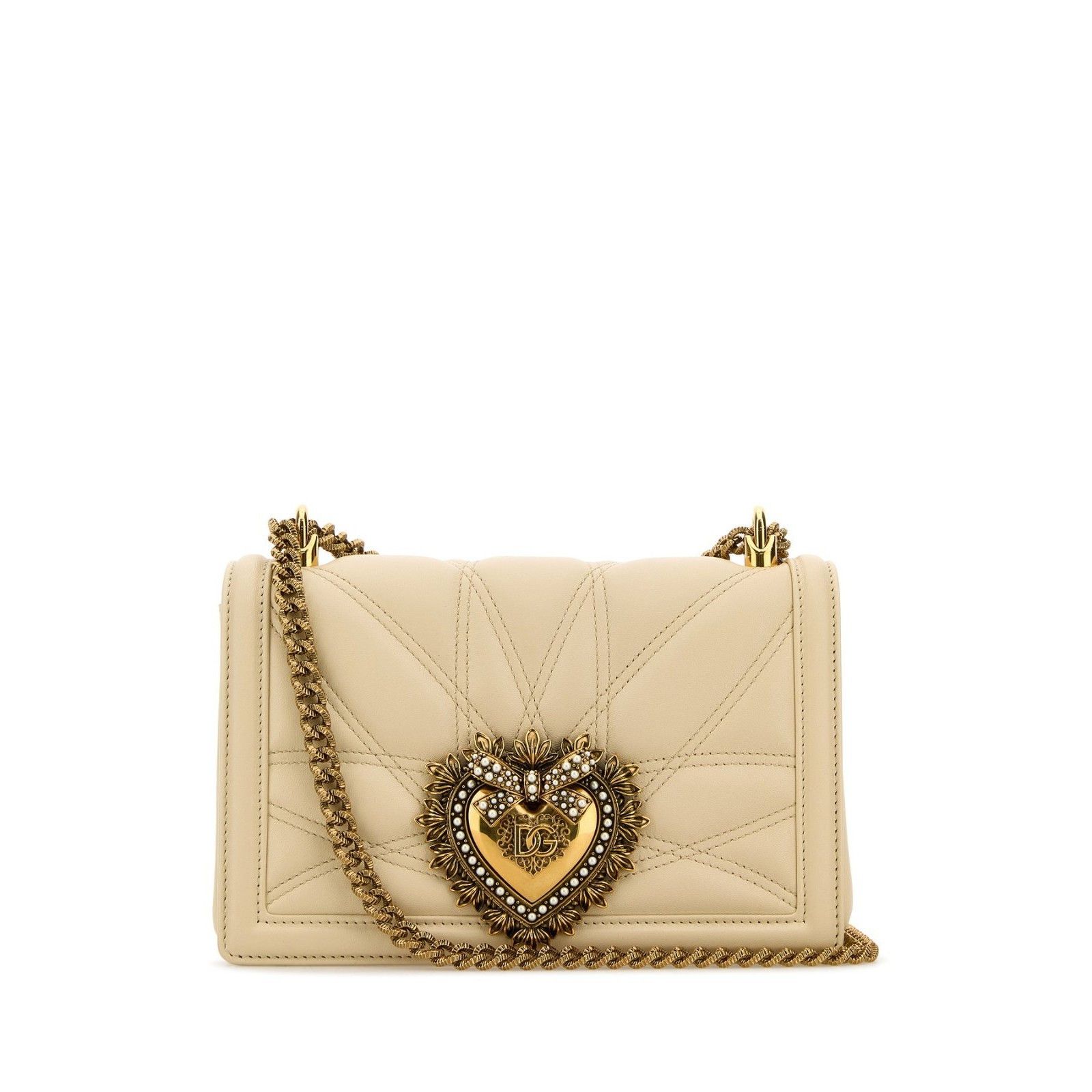 Dolce & Gabbana DOLCE&GABBANA Devotion Medium Beige Quilted Leather Shoulder Size ONE SIZE - 1 Thumbnail