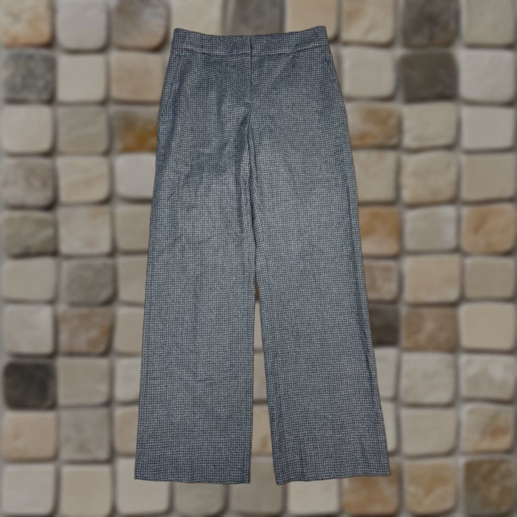 Vintage GUNEX Pants Women's 2 Gray Wool Stretch Micro Check Mid Rise Wide-Leg Casual Dress Pants Size 26" / US 2 / IT 38 - 1 Thumbnail