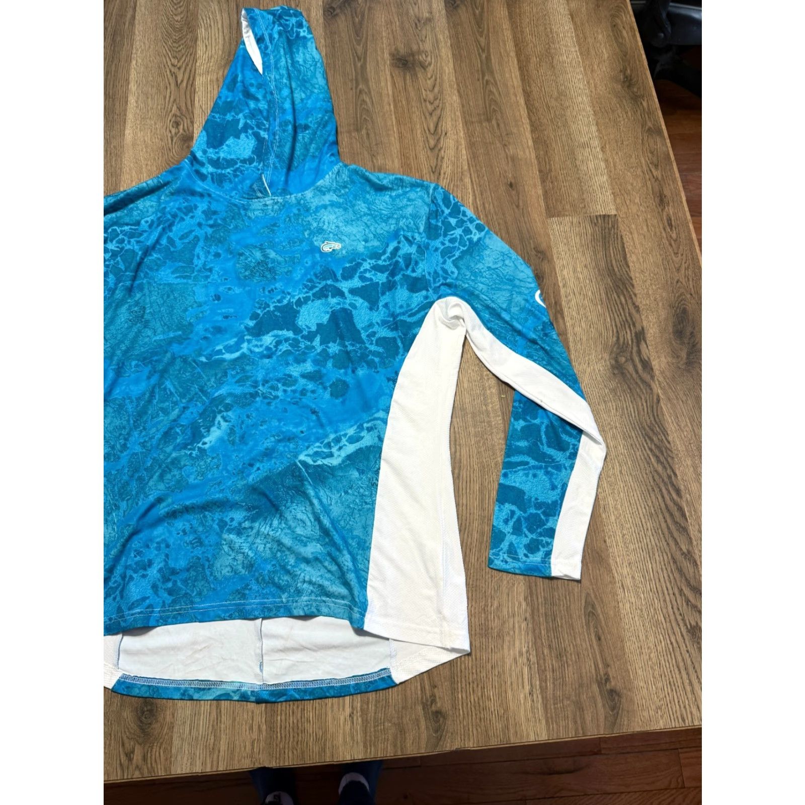 Vintage OSG Fishing Apparel Shirt Men XL Blue White Long Sleeve with Hoodie Size US XL / EU 56 / 4 - 4 Thumbnail