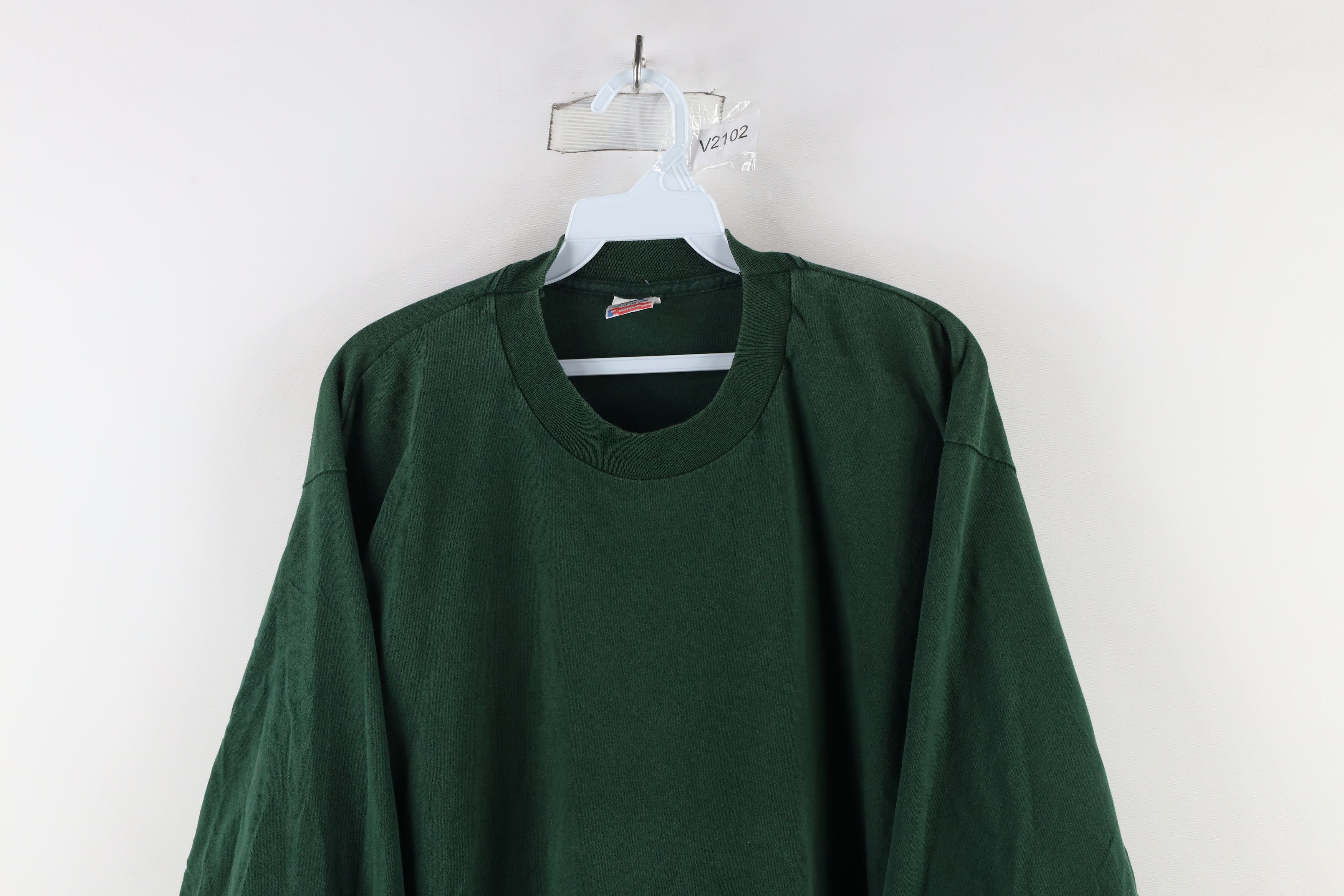 Vintage Vintage 90s Streetwear Long Sleeve T-Shirt Green Cotton USA Size US XL / EU 56 / 4 - 2 Thumbnail