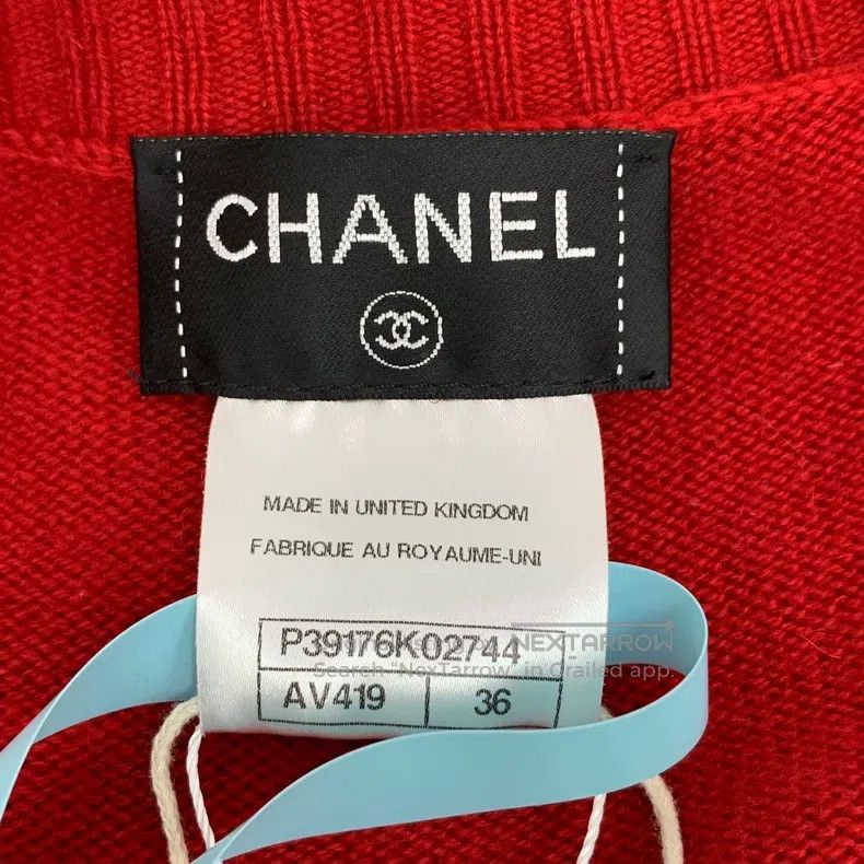 Chanel Chanel Red cashmere round-neck logo single-breasted long-s Size XS / US 0-2 / IT 36-38 - 6 Thumbnail
