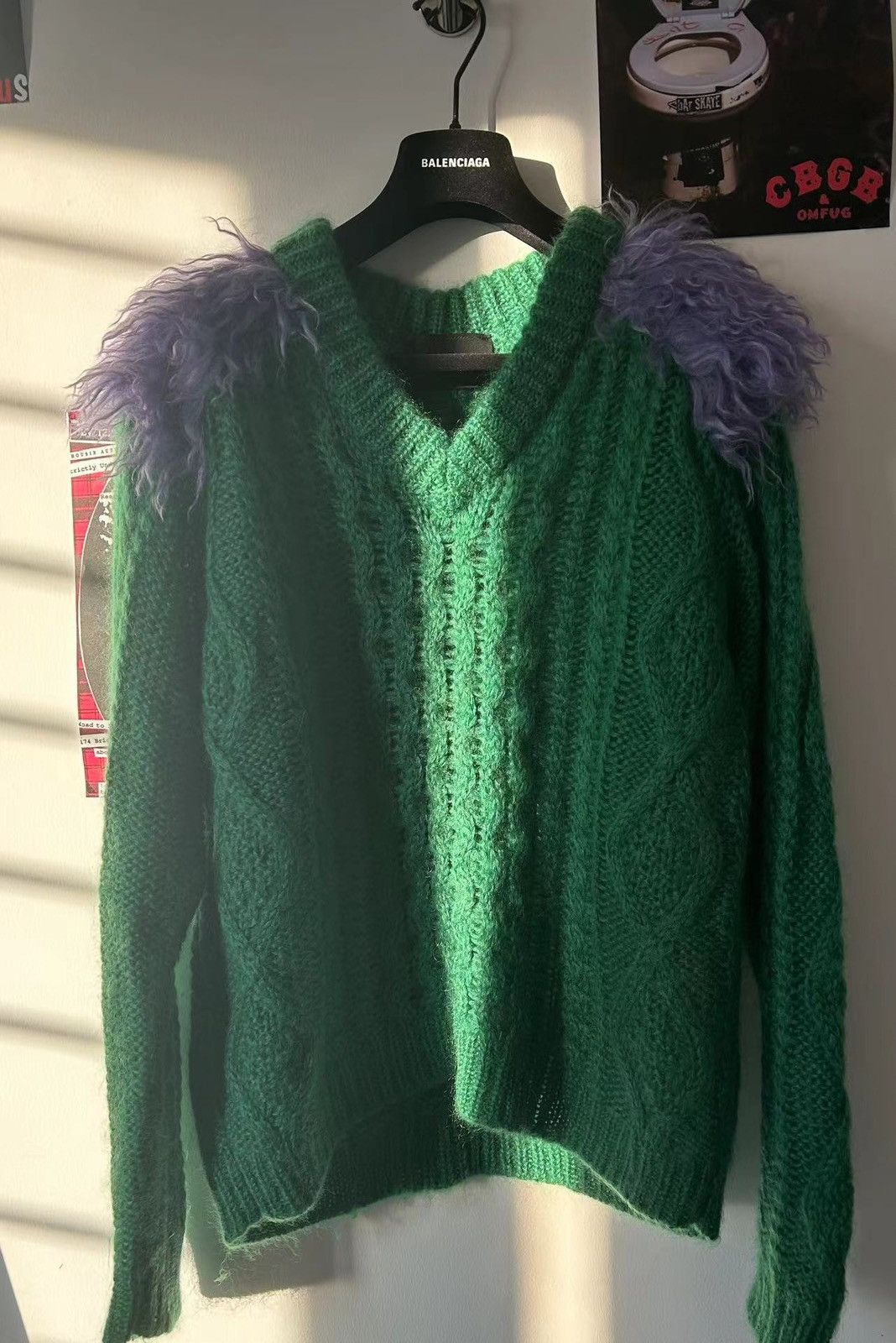 image of Prada 19Fw Mohair Fur Sweater in Green, Men's (Size Small)