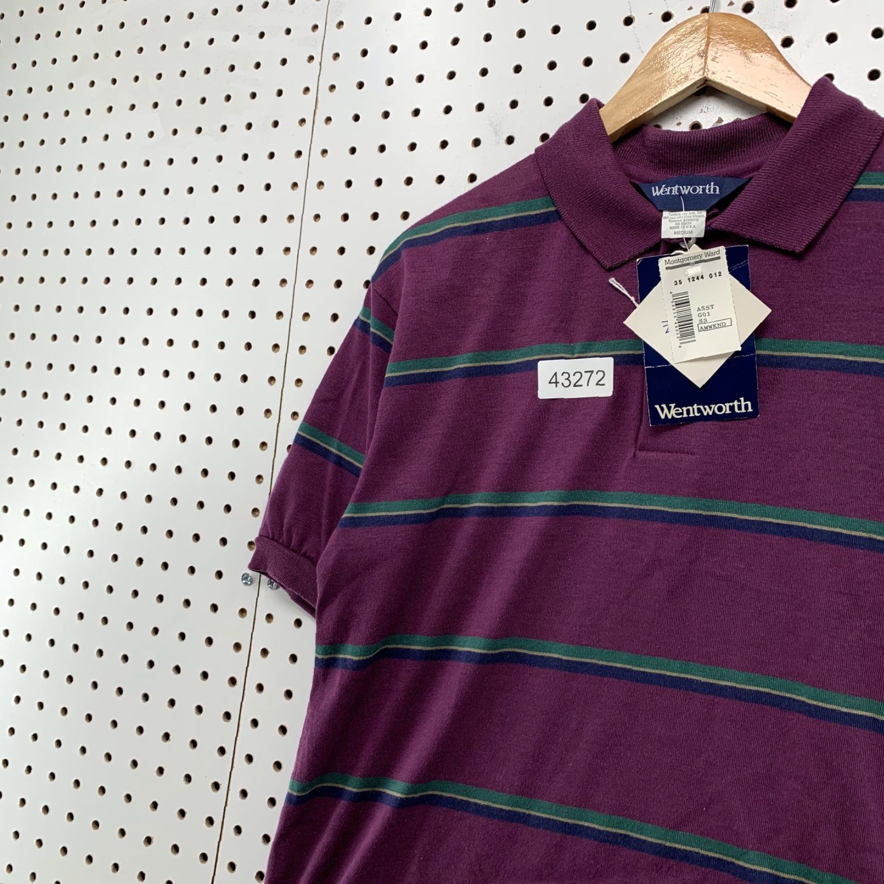 Vintage VINTAGE Wentworth Polo Shirt Men Medium Purple Striped Cotton Made USA Polo Shirt Adult Medium Purple Striped 90s Mens Size US M / EU 48-50 / 2 - 7 Thumbnail